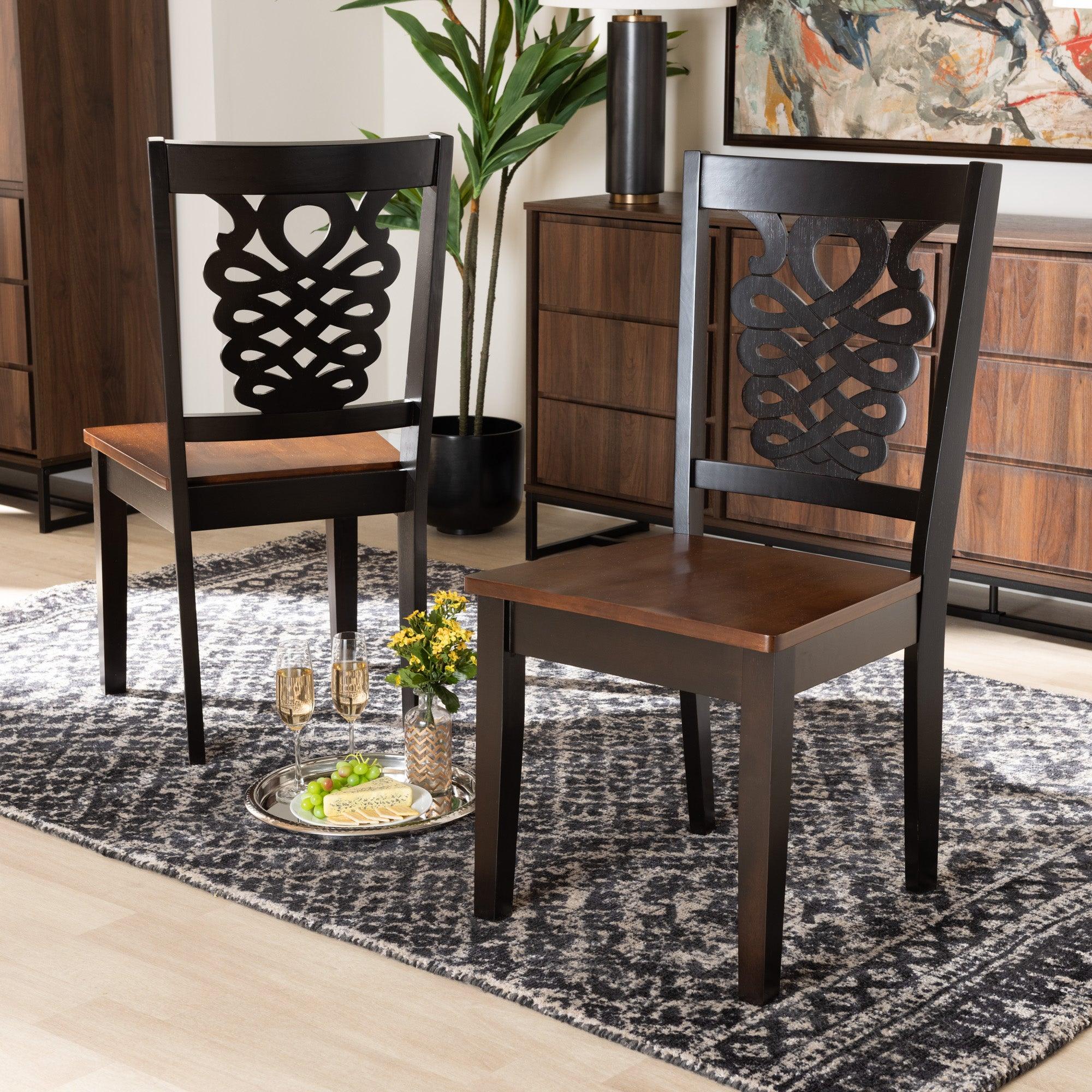 Gervais Modern and Contemporary Transitional Two-Tone and Finished Wood 2-Piece Dining Chair Set