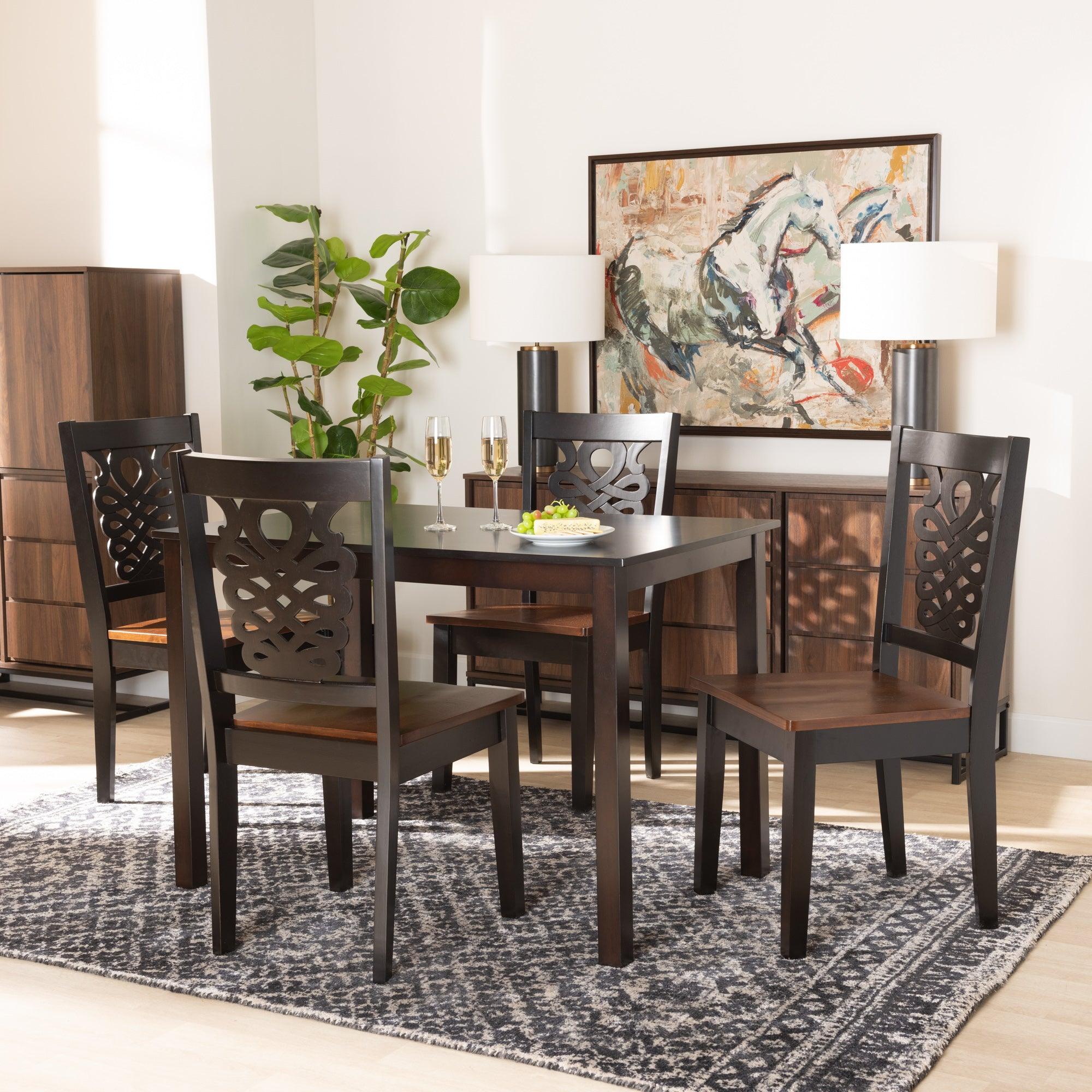 Luisa Modern and Contemporary Two-Tone and Finished Wood 5-Piece Dining Set