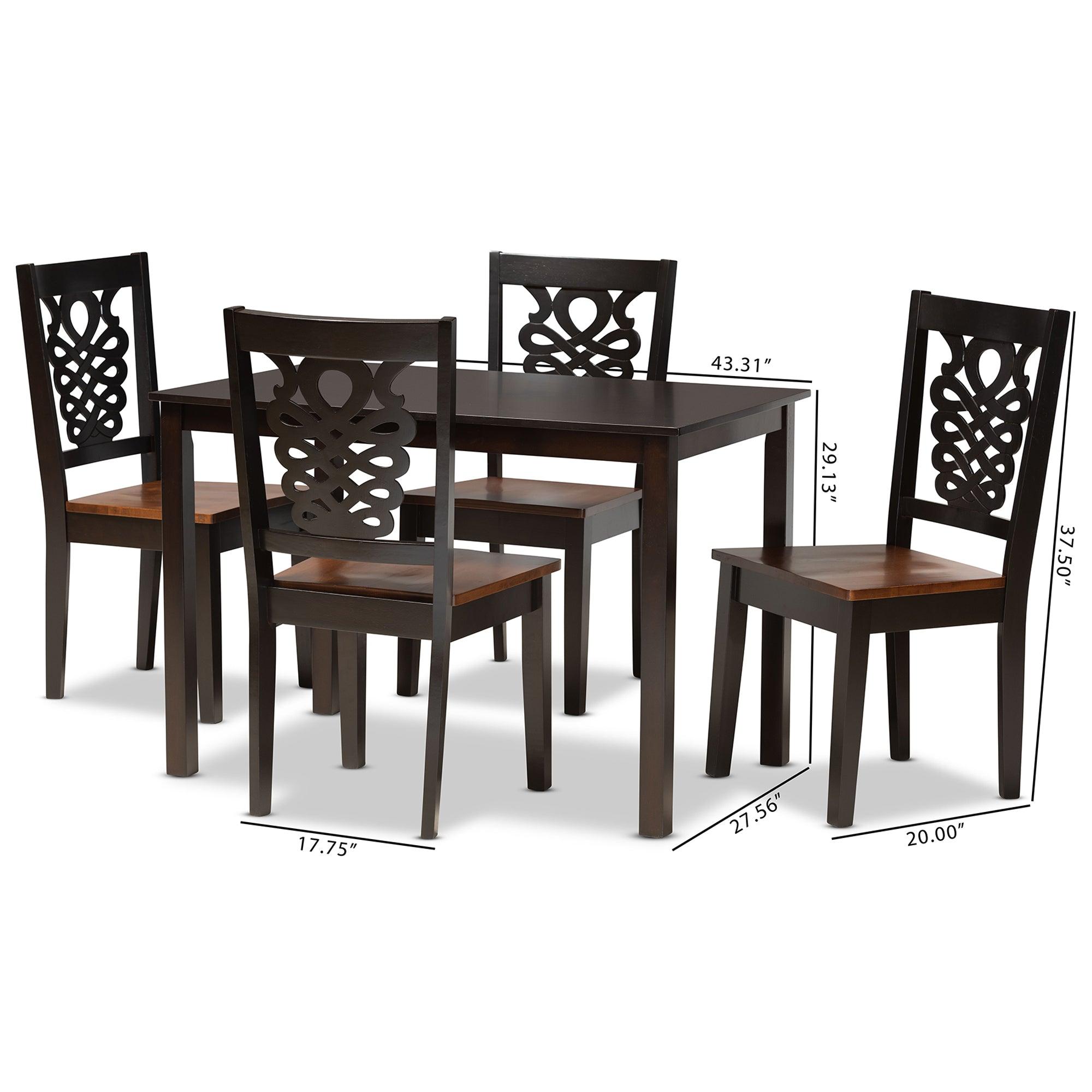 Luisa Modern and Contemporary Two-Tone and Finished Wood 5-Piece Dining Set