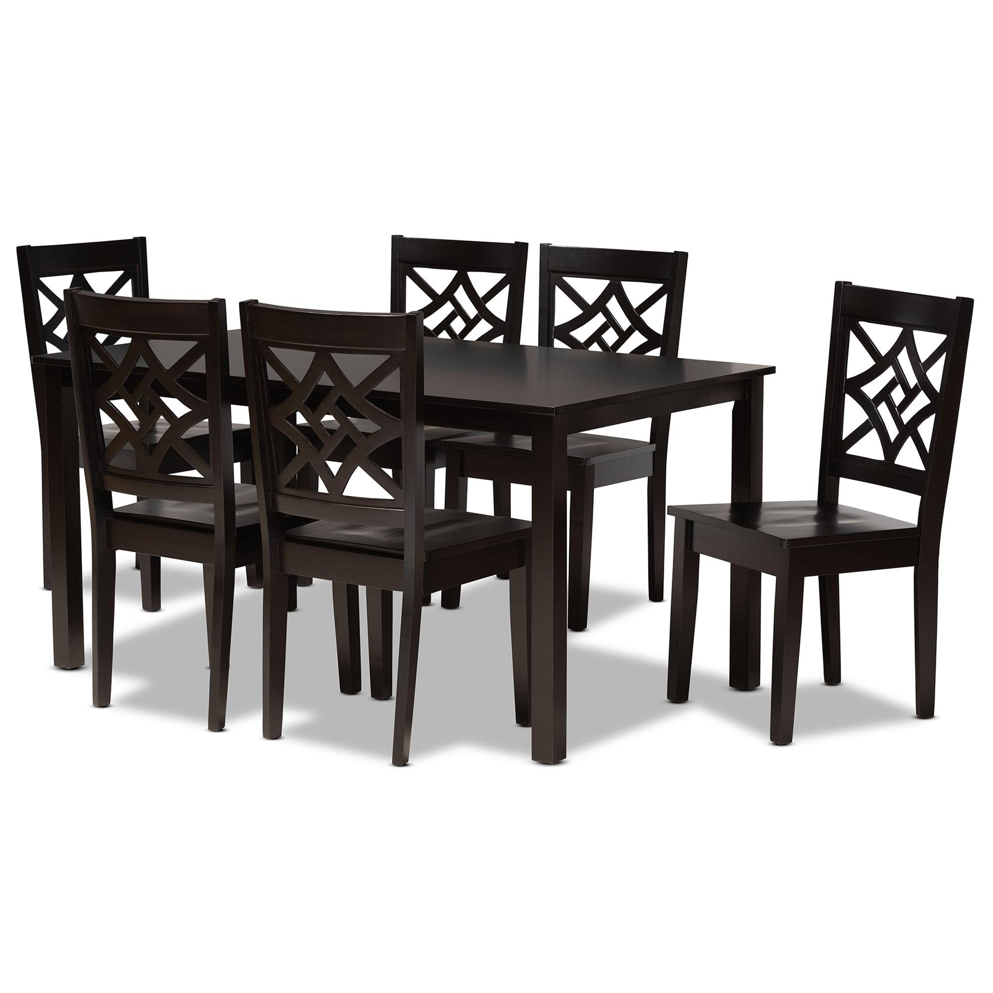 Nicolette Modern and Contemporary Finished Wood 7-Piece Dining Set