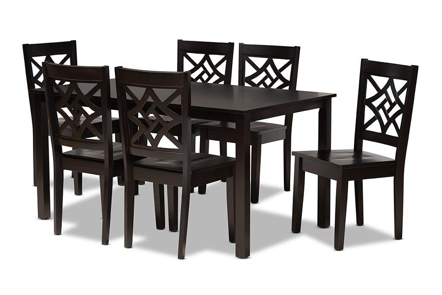 Nicolette Modern and Contemporary Finished Wood 7-Piece Dining Set