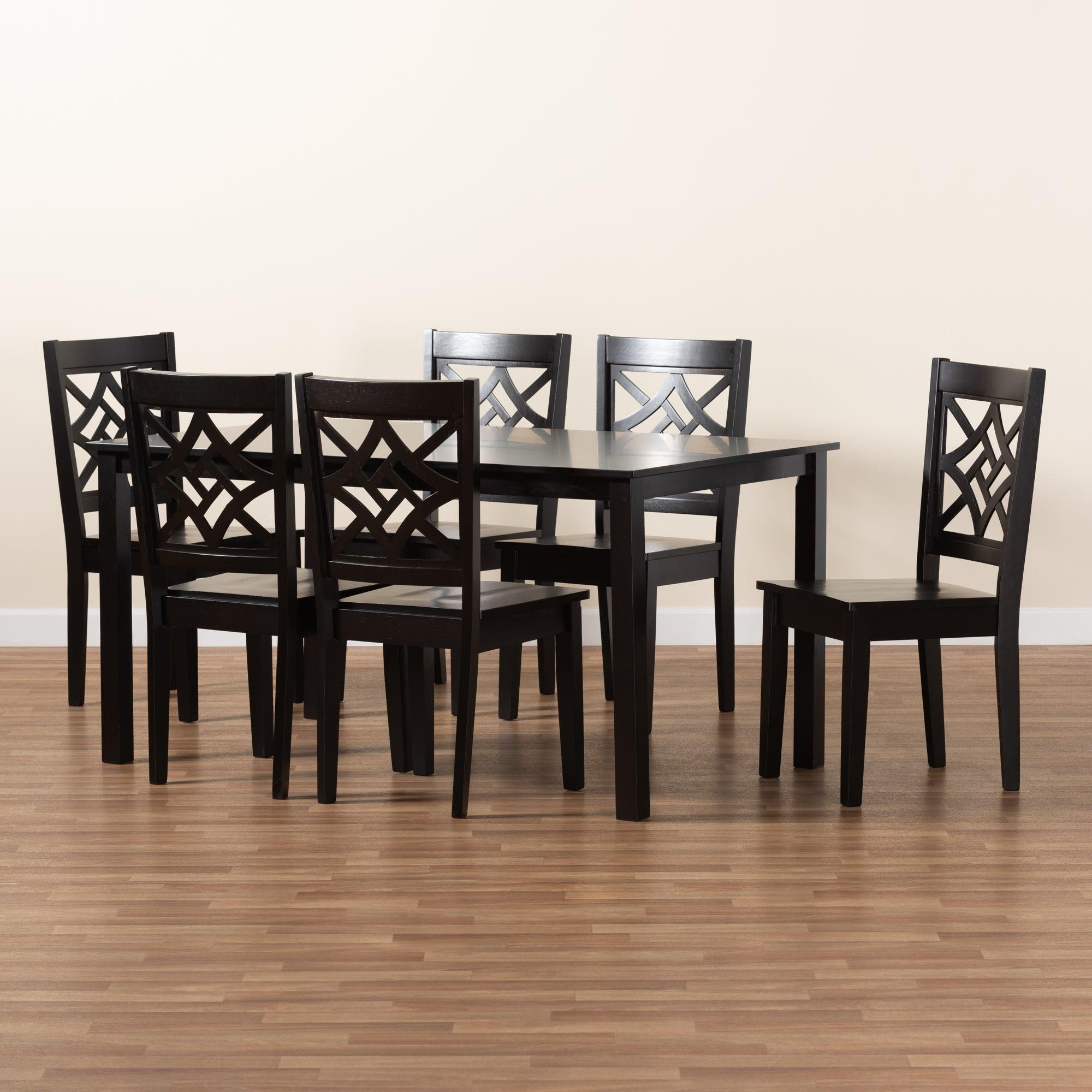 Nicolette Modern and Contemporary Finished Wood 7-Piece Dining Set