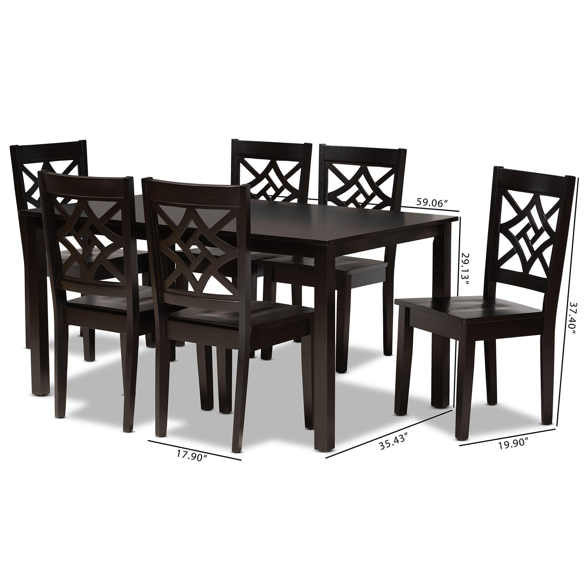 Nicolette Modern and Contemporary Finished Wood 7-Piece Dining Set