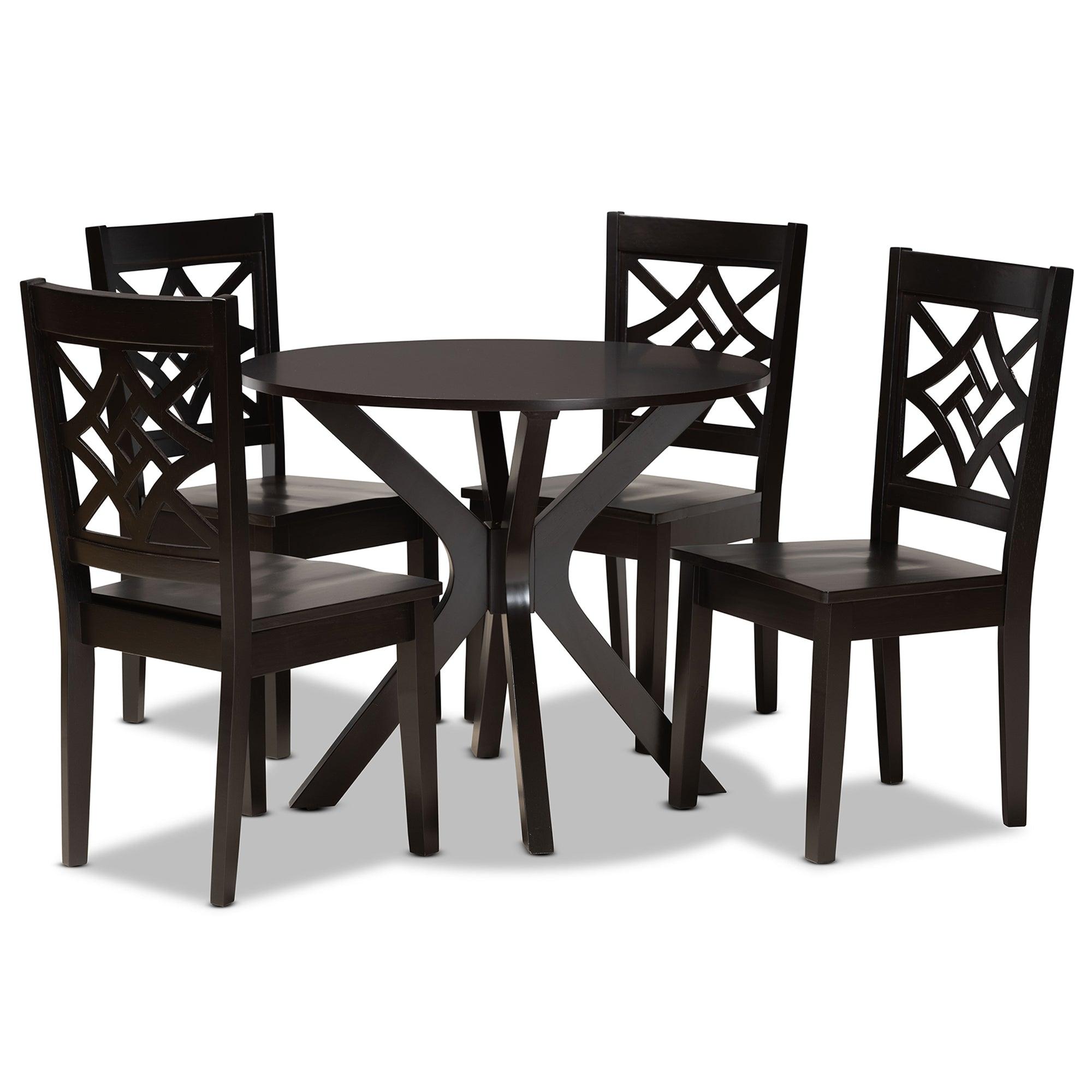 Miela Modern and Contemporary Finished Wood 5-Piece Dining Set