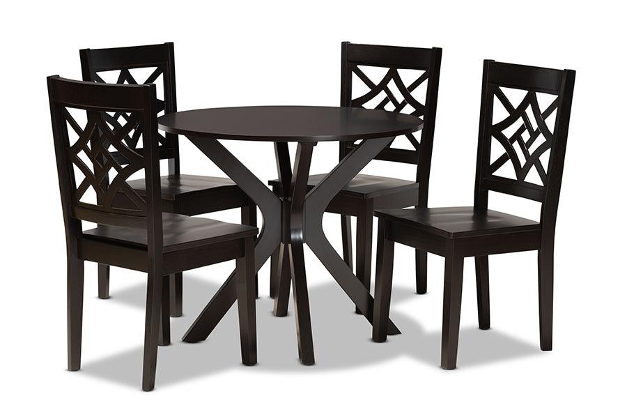 Miela Modern and Contemporary Finished Wood 5-Piece Dining Set