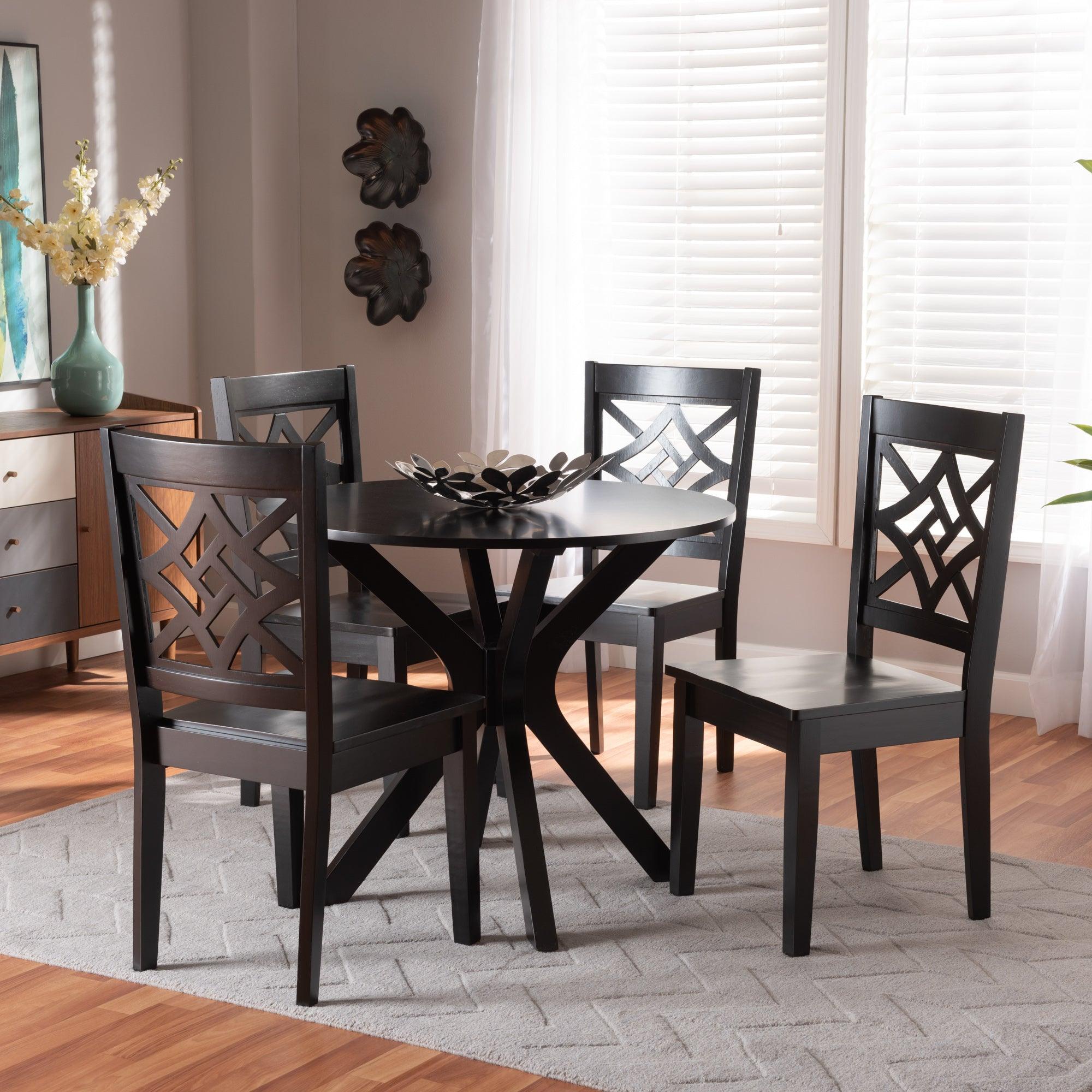 Miela Modern and Contemporary Finished Wood 5-Piece Dining Set