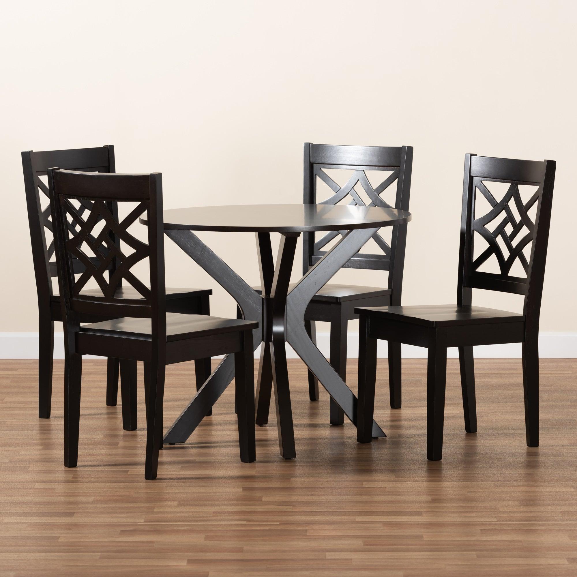 Miela Modern and Contemporary Finished Wood 5-Piece Dining Set