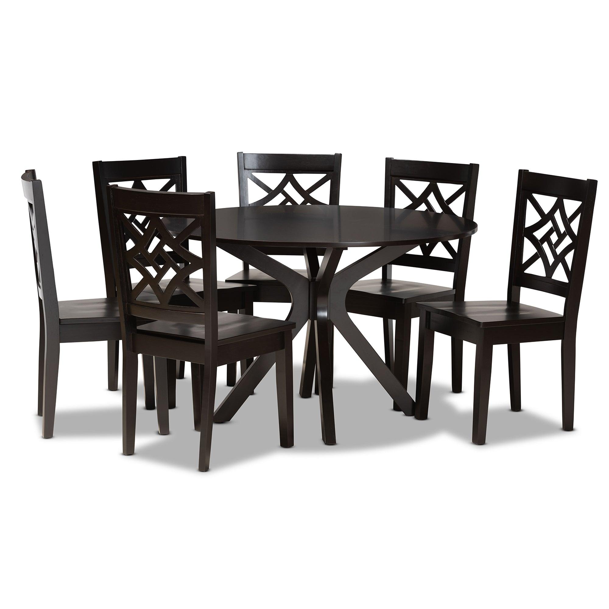 Miela Modern and Contemporary Finished Wood 7-Piece Dining Set