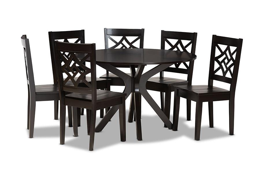 Miela Modern and Contemporary Finished Wood 7-Piece Dining Set