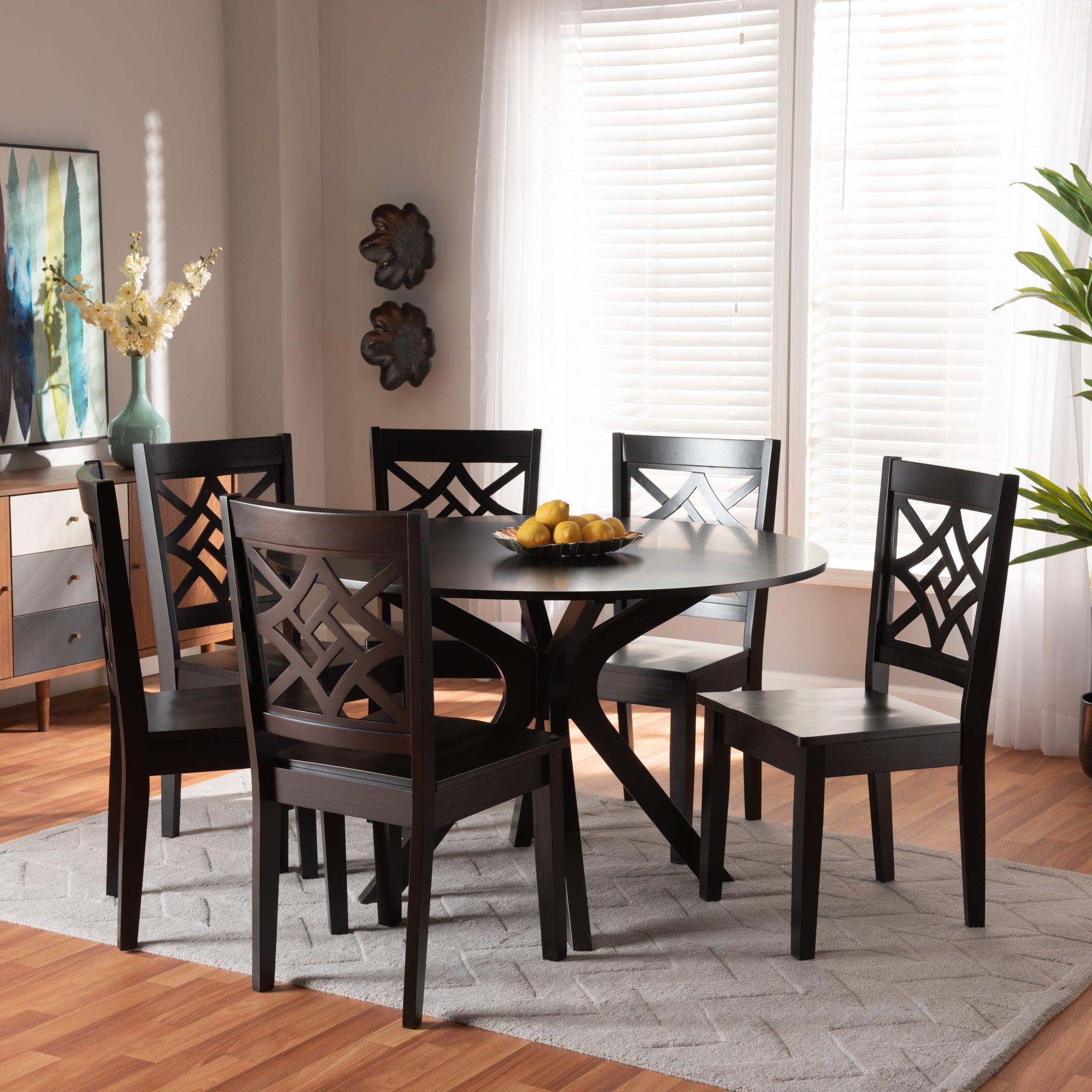 Miela Modern and Contemporary Finished Wood 7-Piece Dining Set