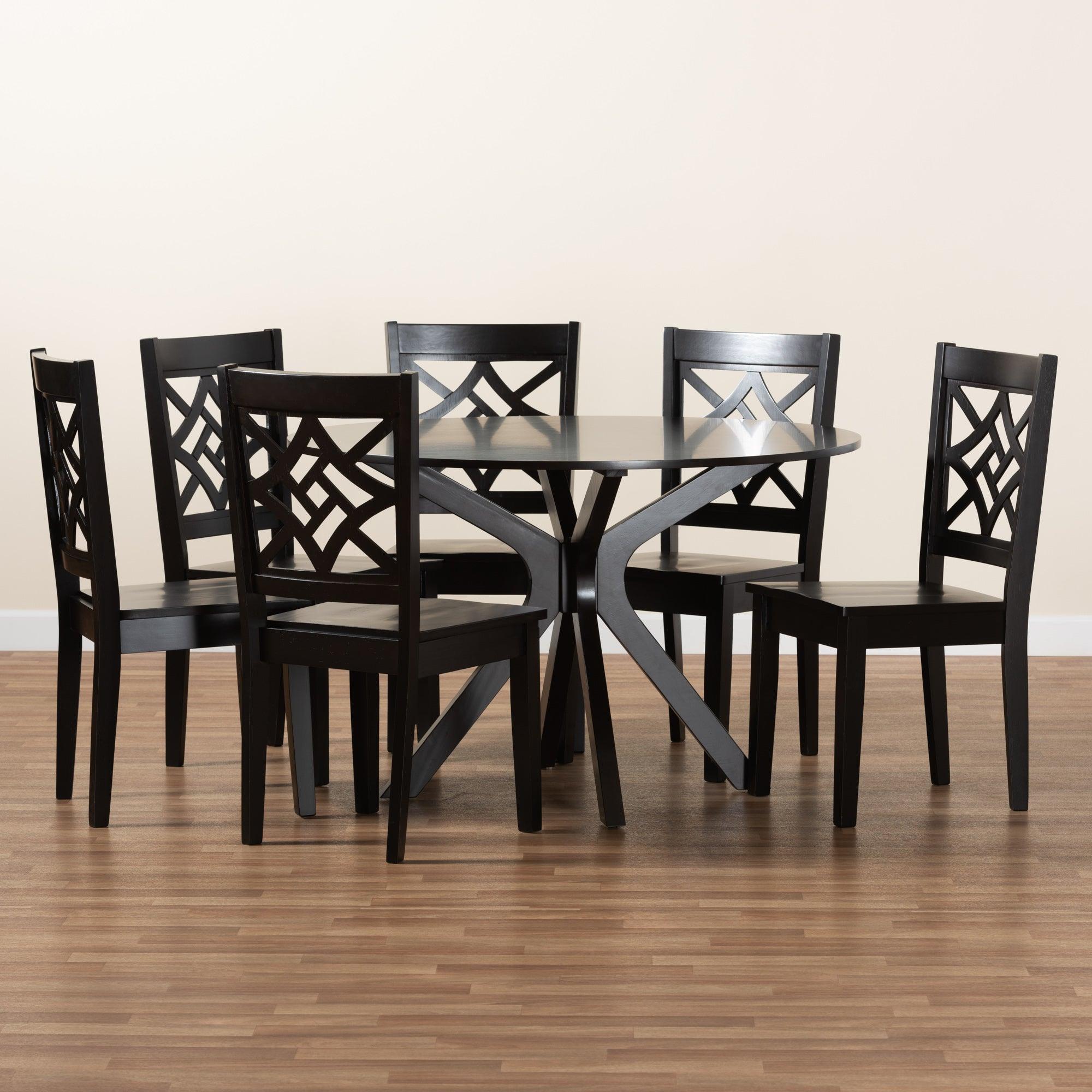 Miela Modern and Contemporary Finished Wood 7-Piece Dining Set