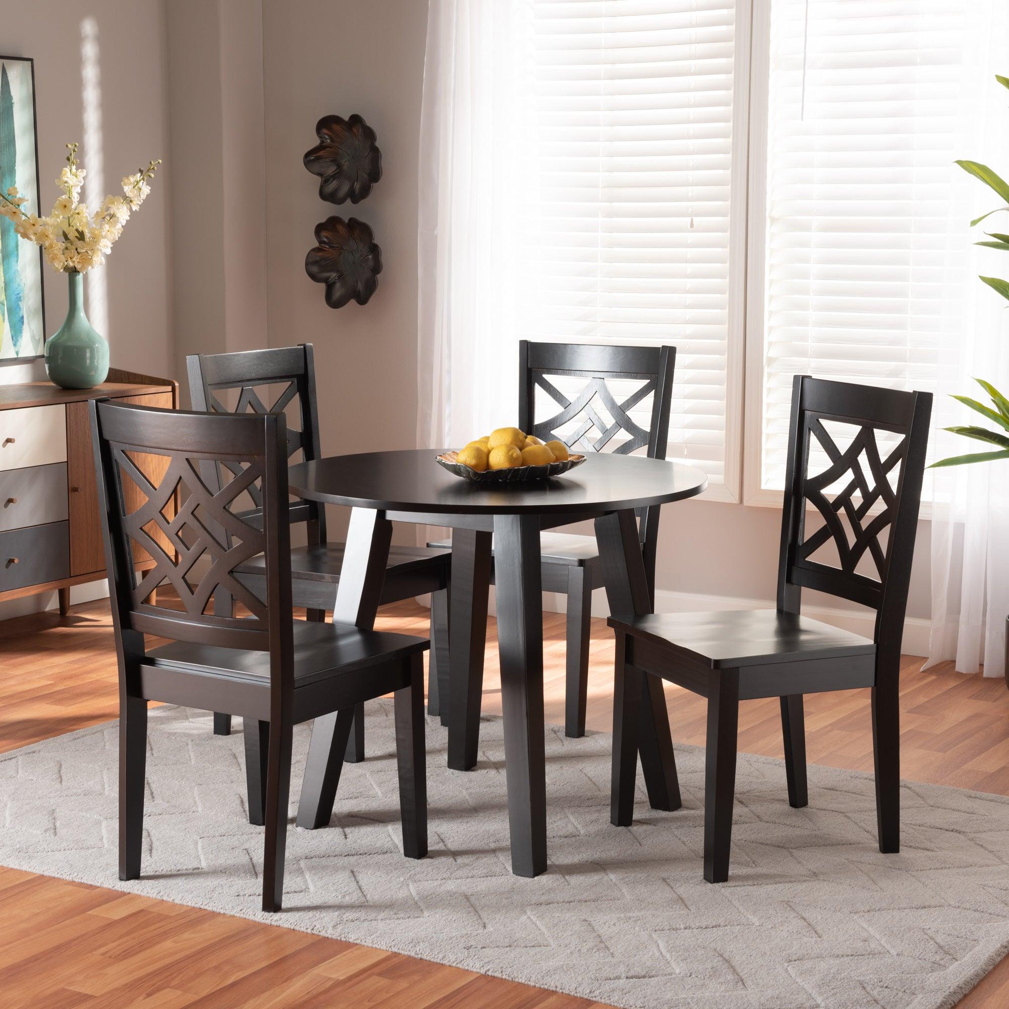 Rava Modern and Contemporary Finished Wood 5-Piece Dining Set