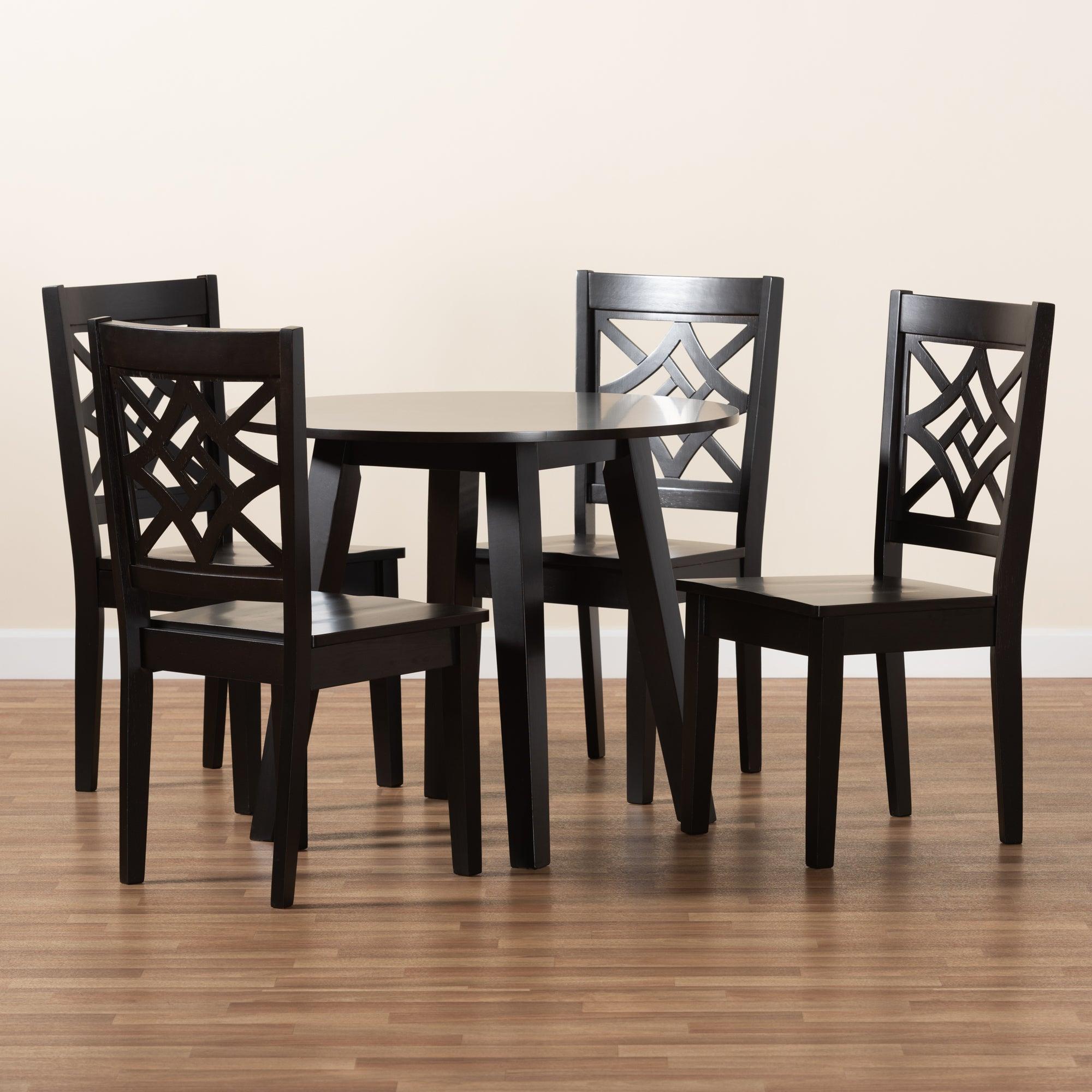 Rava Modern and Contemporary Finished Wood 5-Piece Dining Set