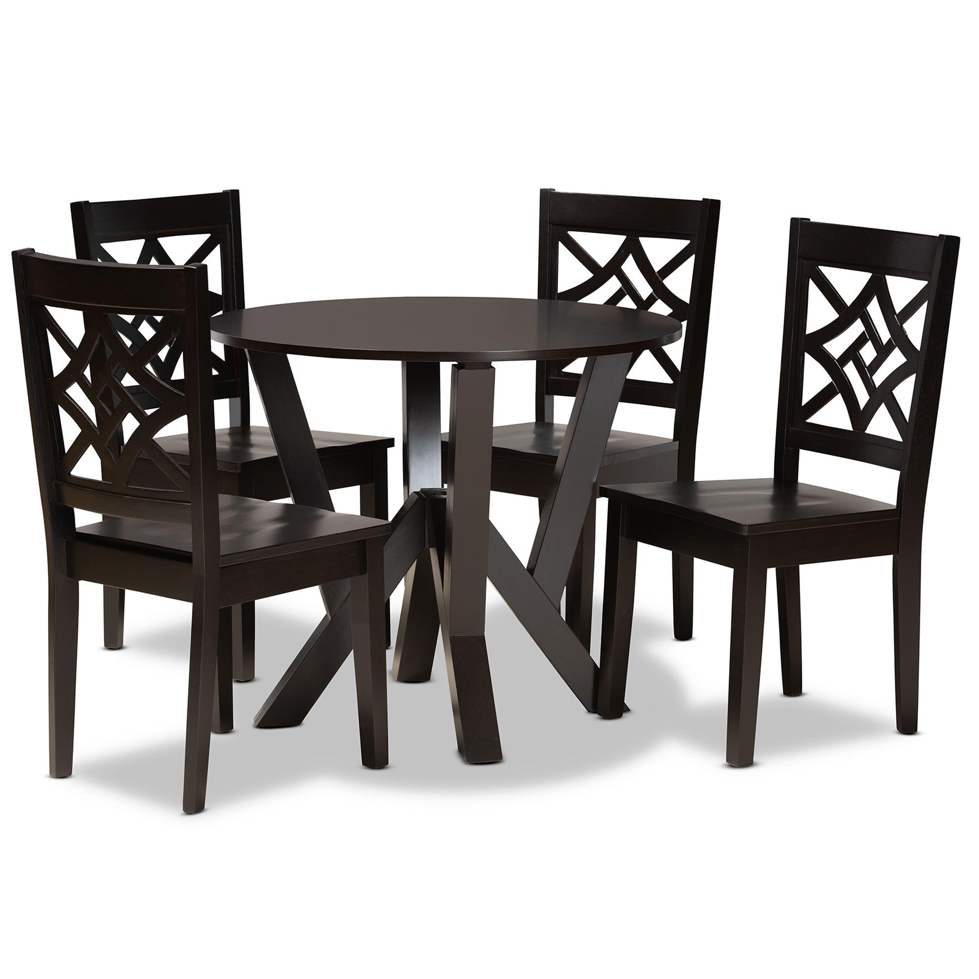 Kaila Modern and Contemporary Finished Wood 5-Piece Dining Set