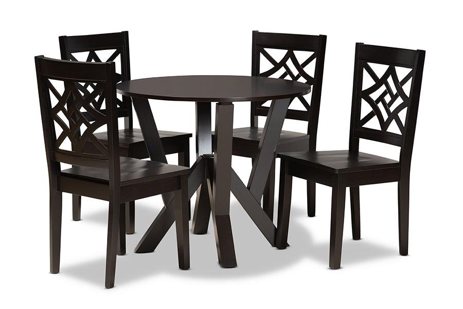 Kaila Modern and Contemporary Finished Wood 5-Piece Dining Set