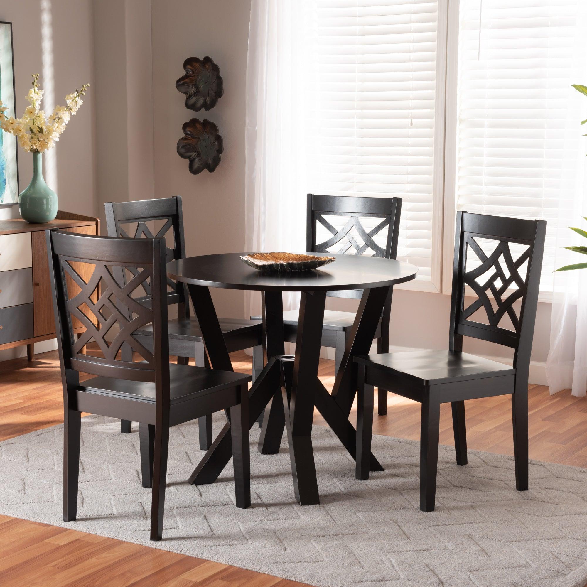 Kaila Modern and Contemporary Finished Wood 5-Piece Dining Set