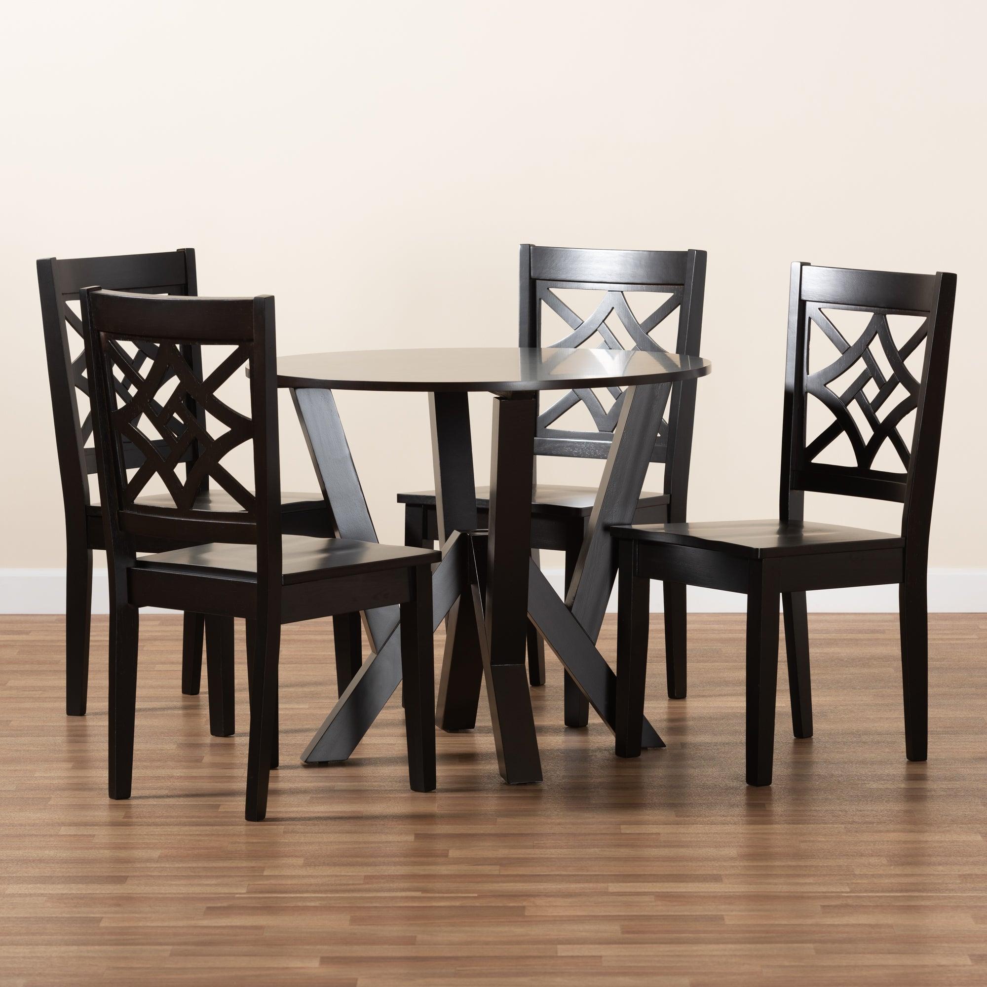 Kaila Modern and Contemporary Finished Wood 5-Piece Dining Set