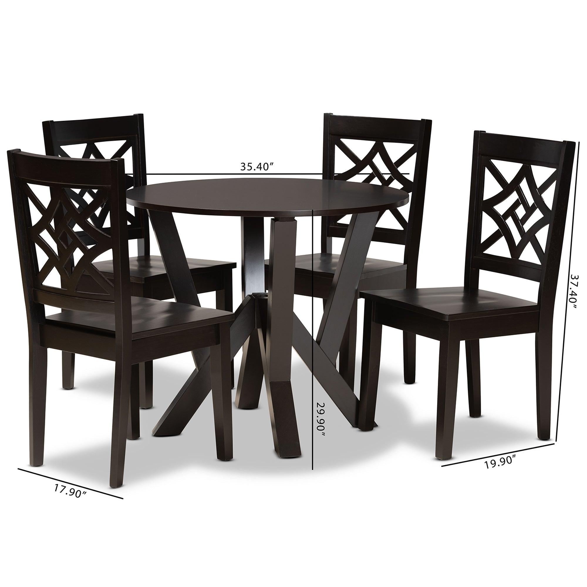 Kaila Modern and Contemporary Finished Wood 5-Piece Dining Set