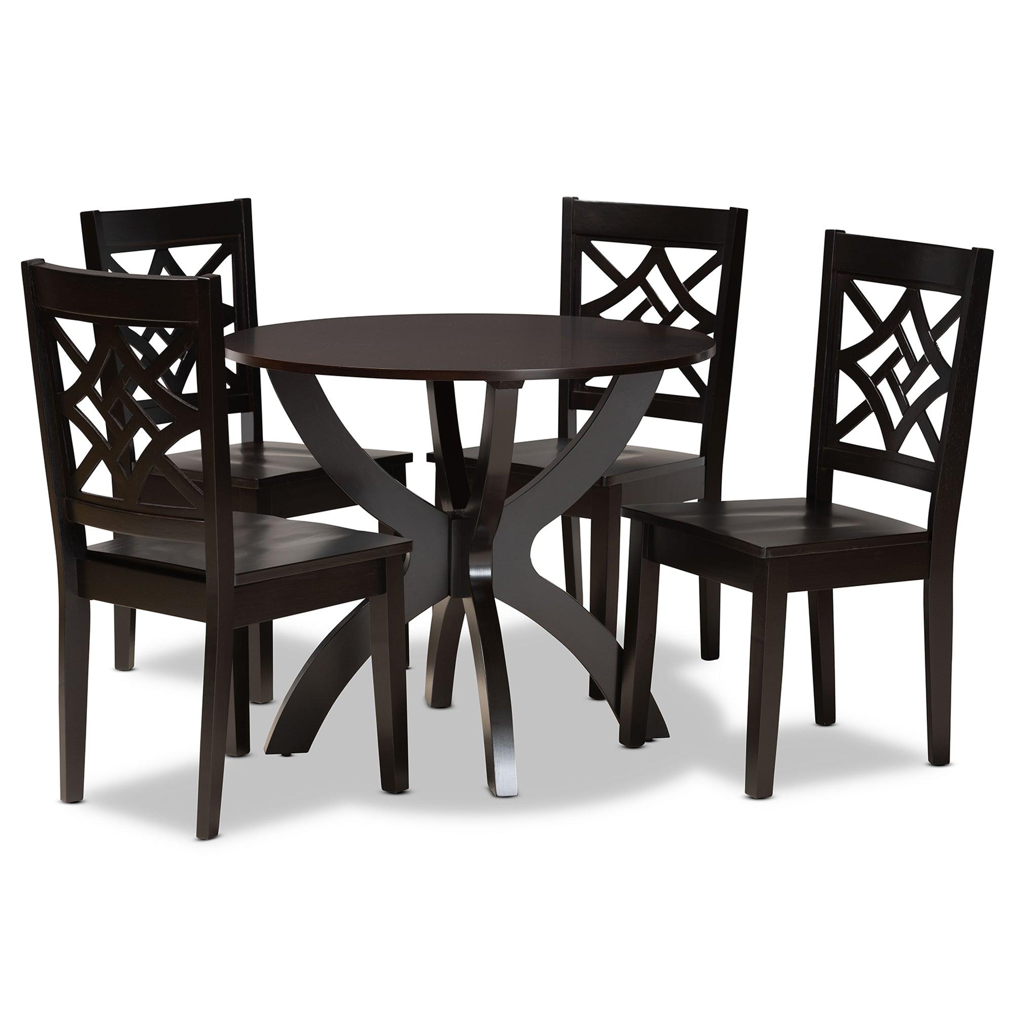 Anila Modern and Contemporary Finished Wood 5-Piece Dining Set