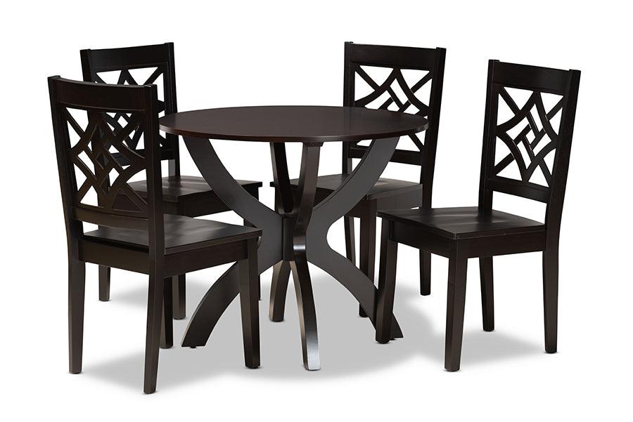 Anila Modern and Contemporary Finished Wood 5-Piece Dining Set