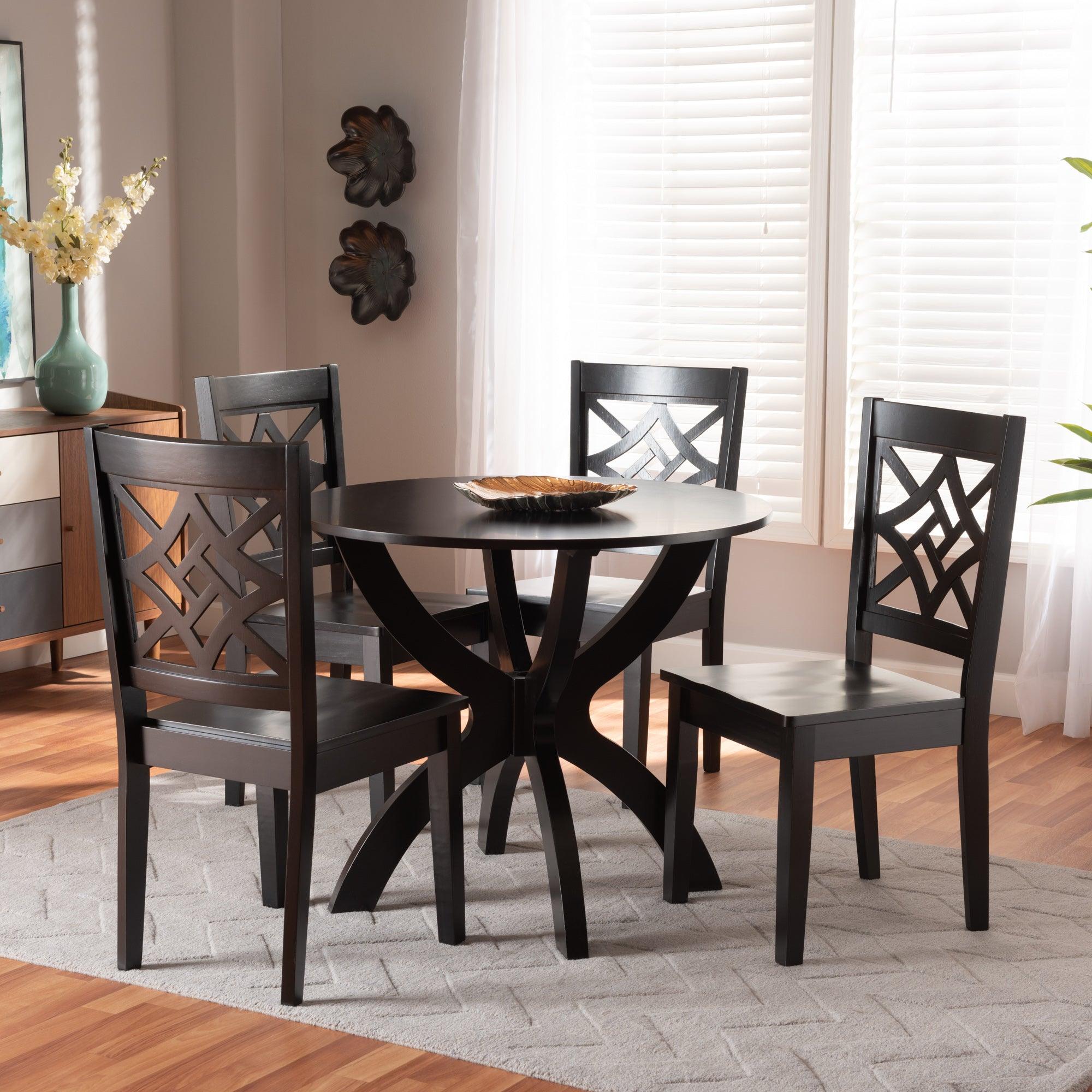 Anila Modern and Contemporary Finished Wood 5-Piece Dining Set