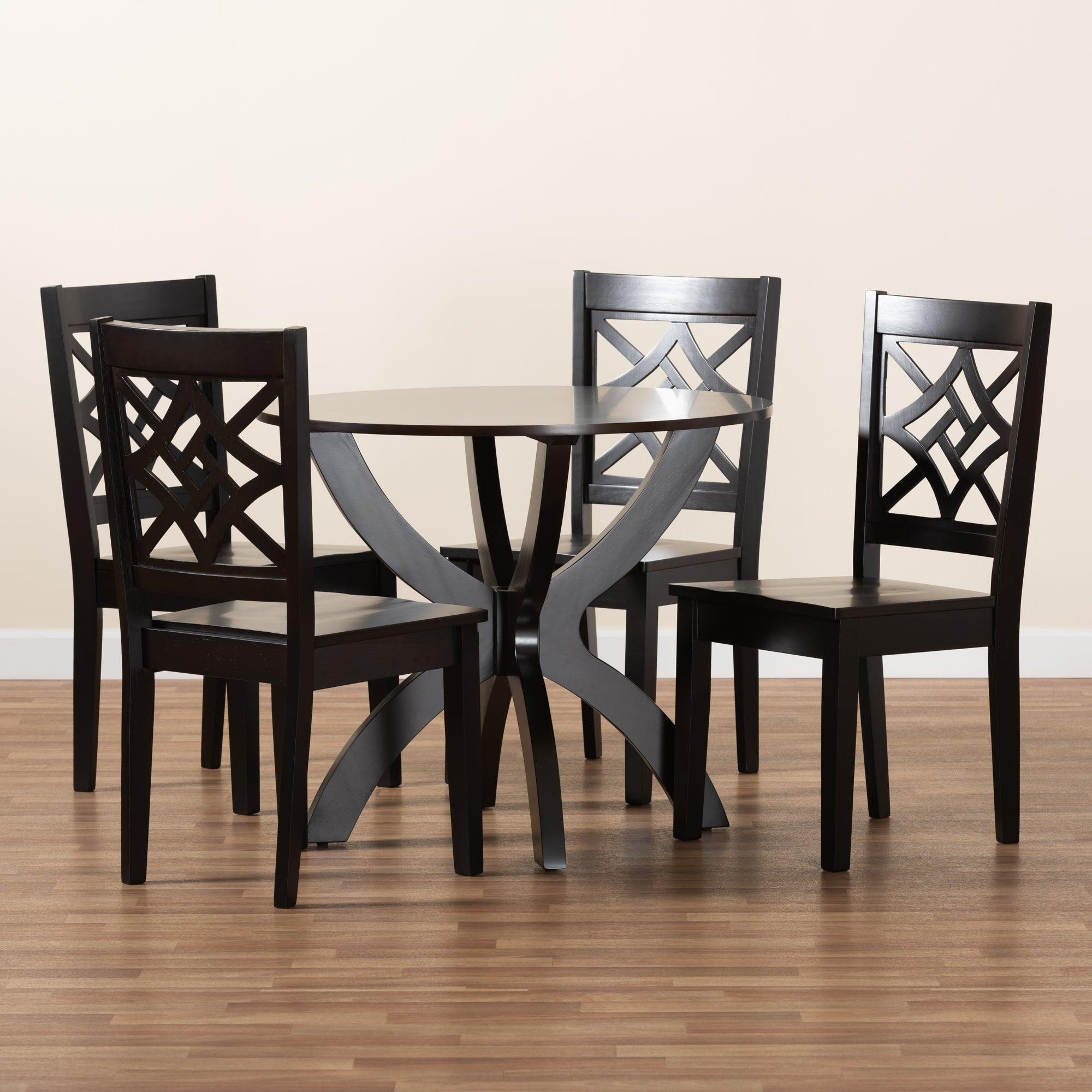 Anila Modern and Contemporary Finished Wood 5-Piece Dining Set