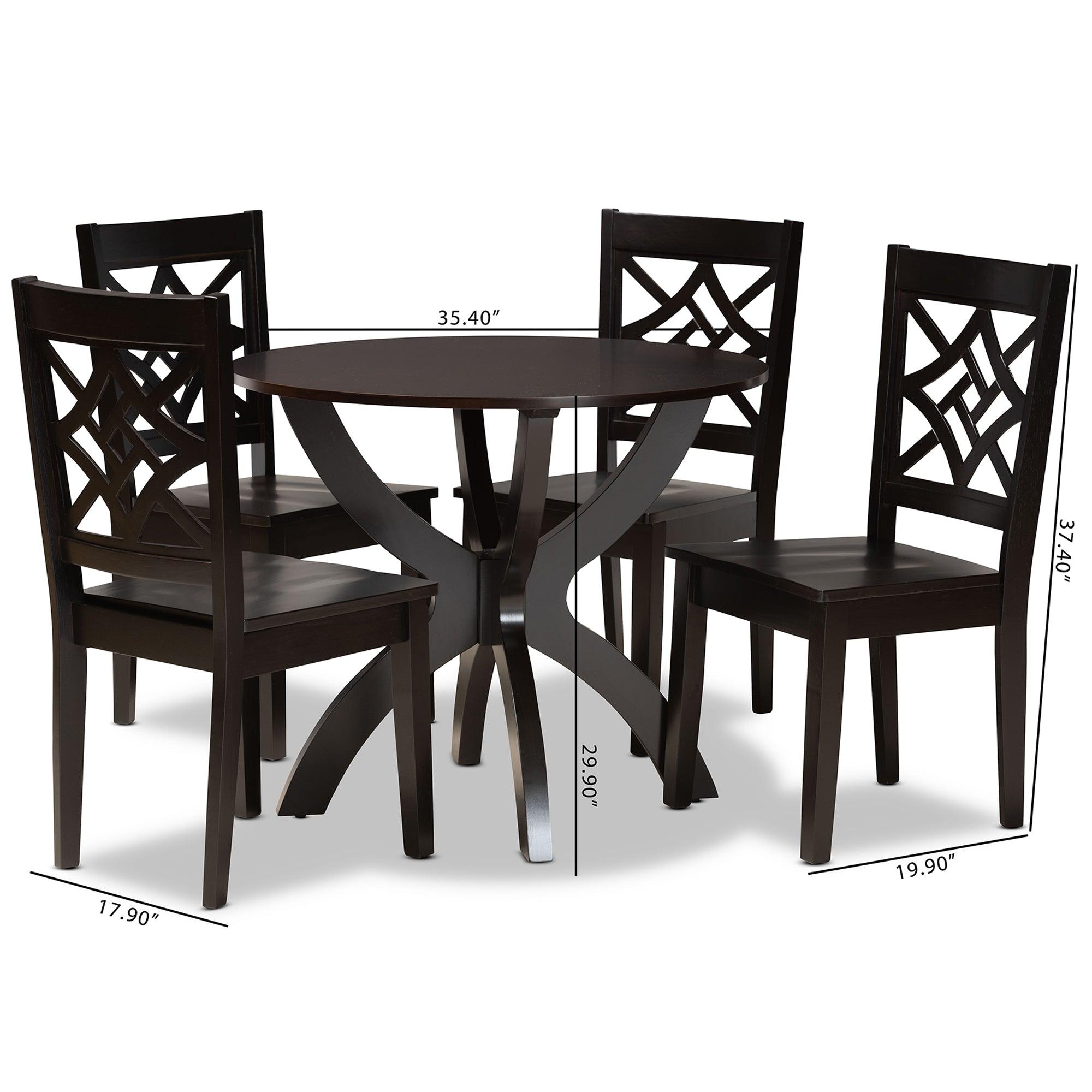 Anila Modern and Contemporary Finished Wood 5-Piece Dining Set