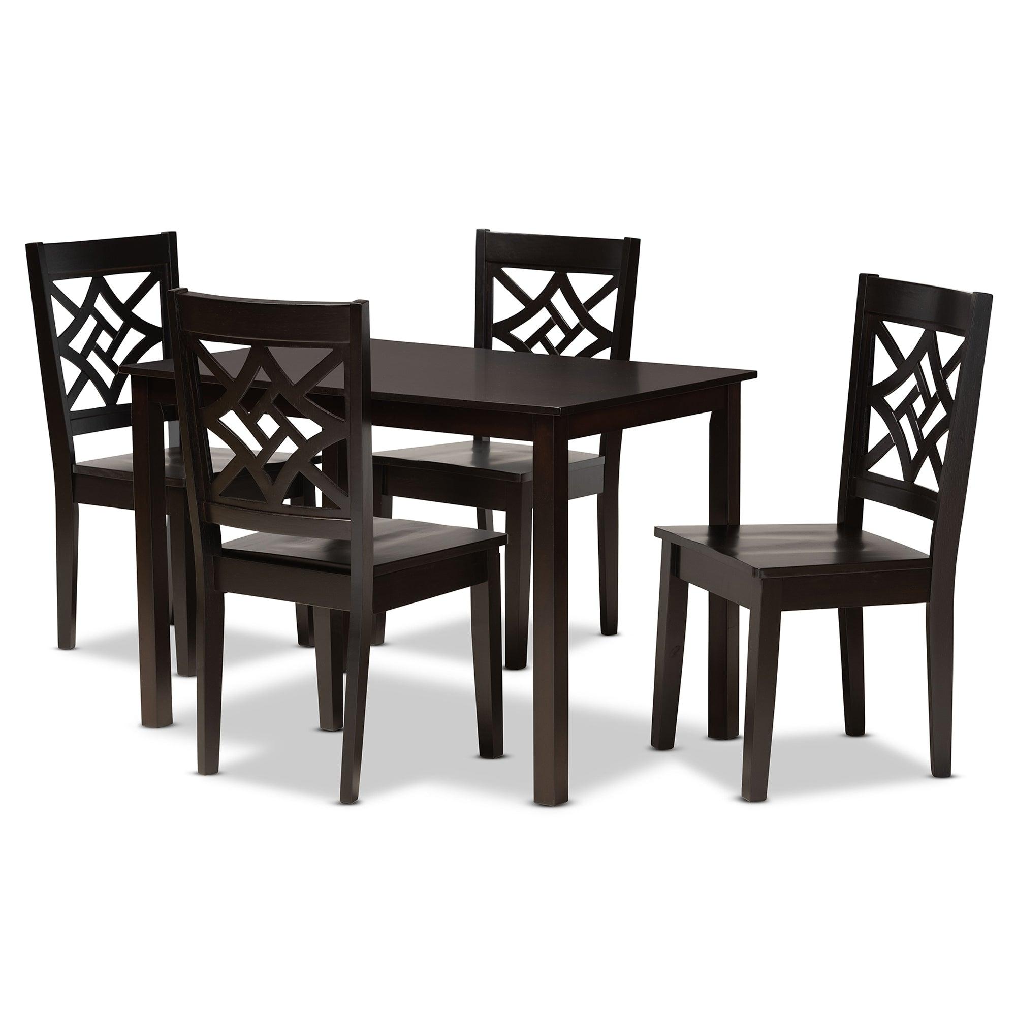 Nicolette Modern and Contemporary Finished Wood 5-Piece Dining Set