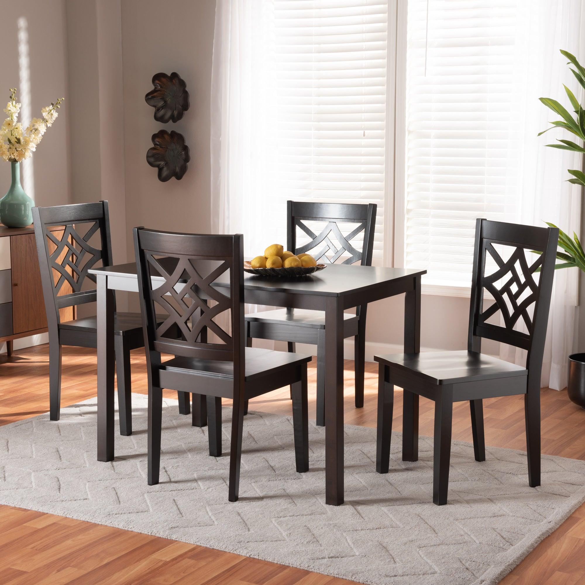 Nicolette Modern and Contemporary Finished Wood 5-Piece Dining Set