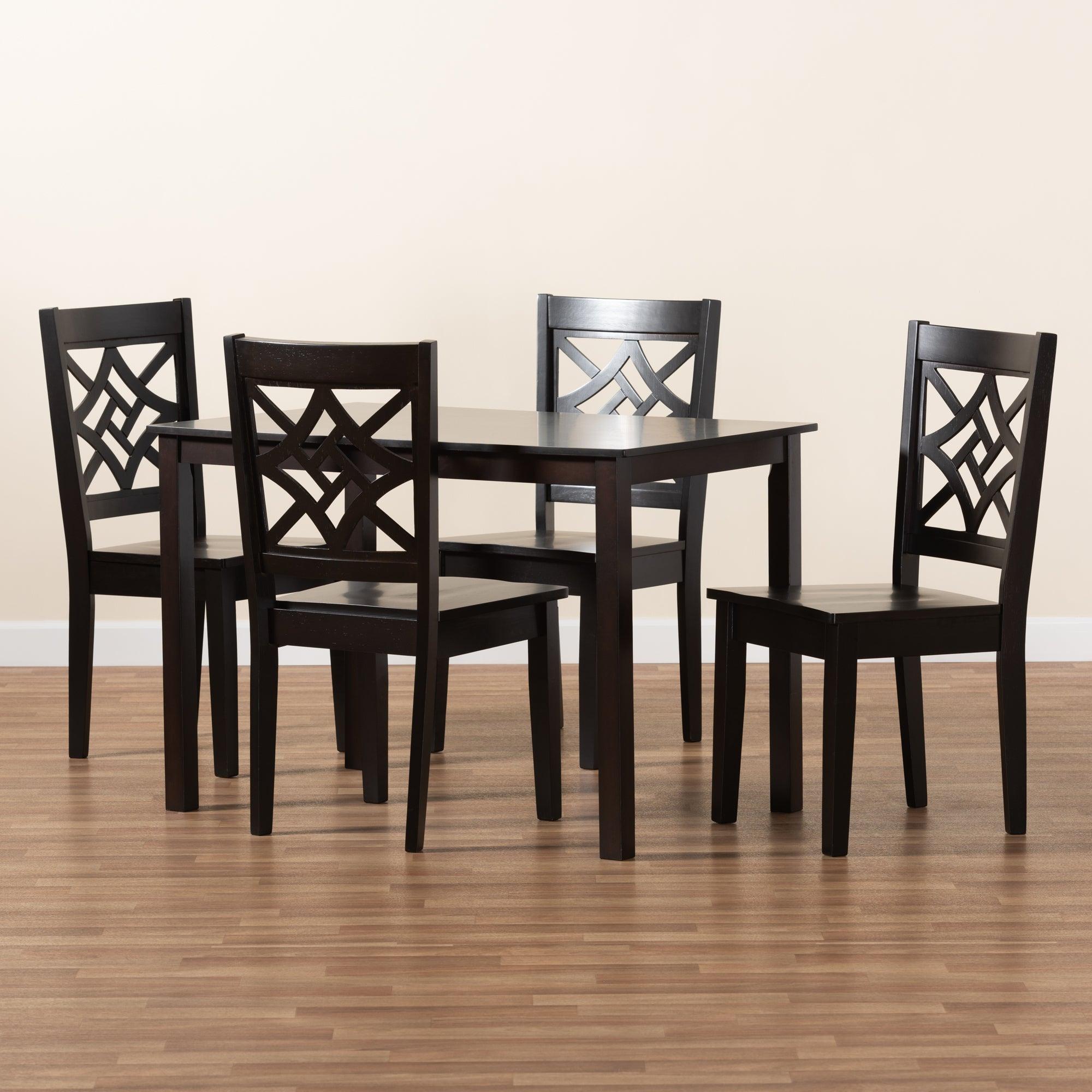 Nicolette Modern and Contemporary Finished Wood 5-Piece Dining Set