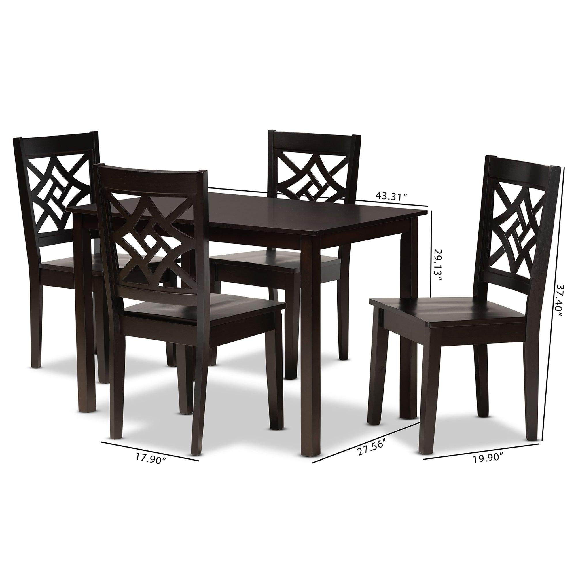 Nicolette Modern and Contemporary Finished Wood 5-Piece Dining Set