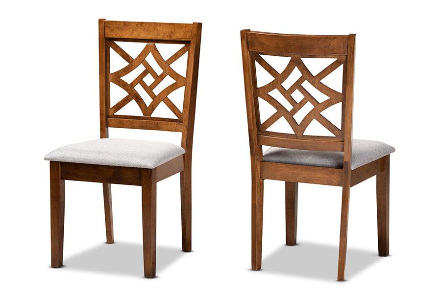 Nicolette Modern and Contemporary Fabric Upholstered and Finished Wood 2-Piece Dining Chair Set