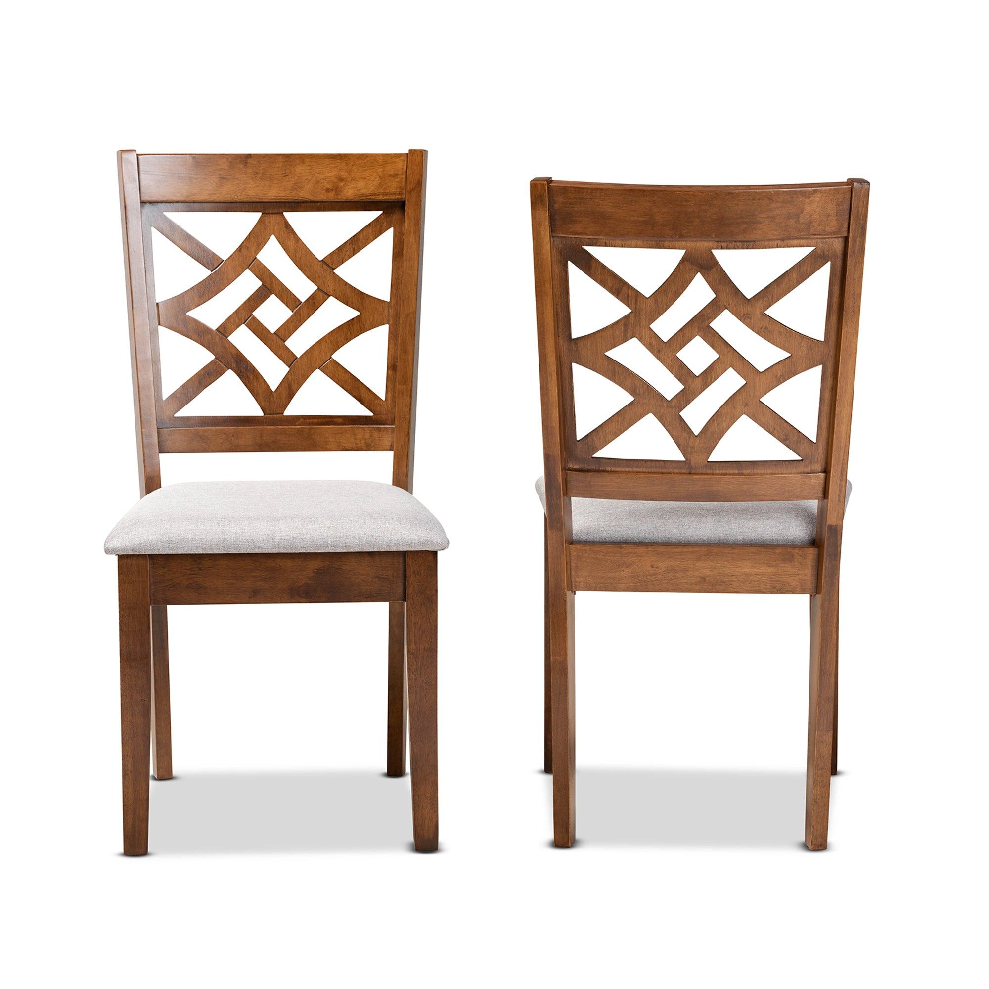 Nicolette Modern and Contemporary Fabric Upholstered and Finished Wood 2-Piece Dining Chair Set