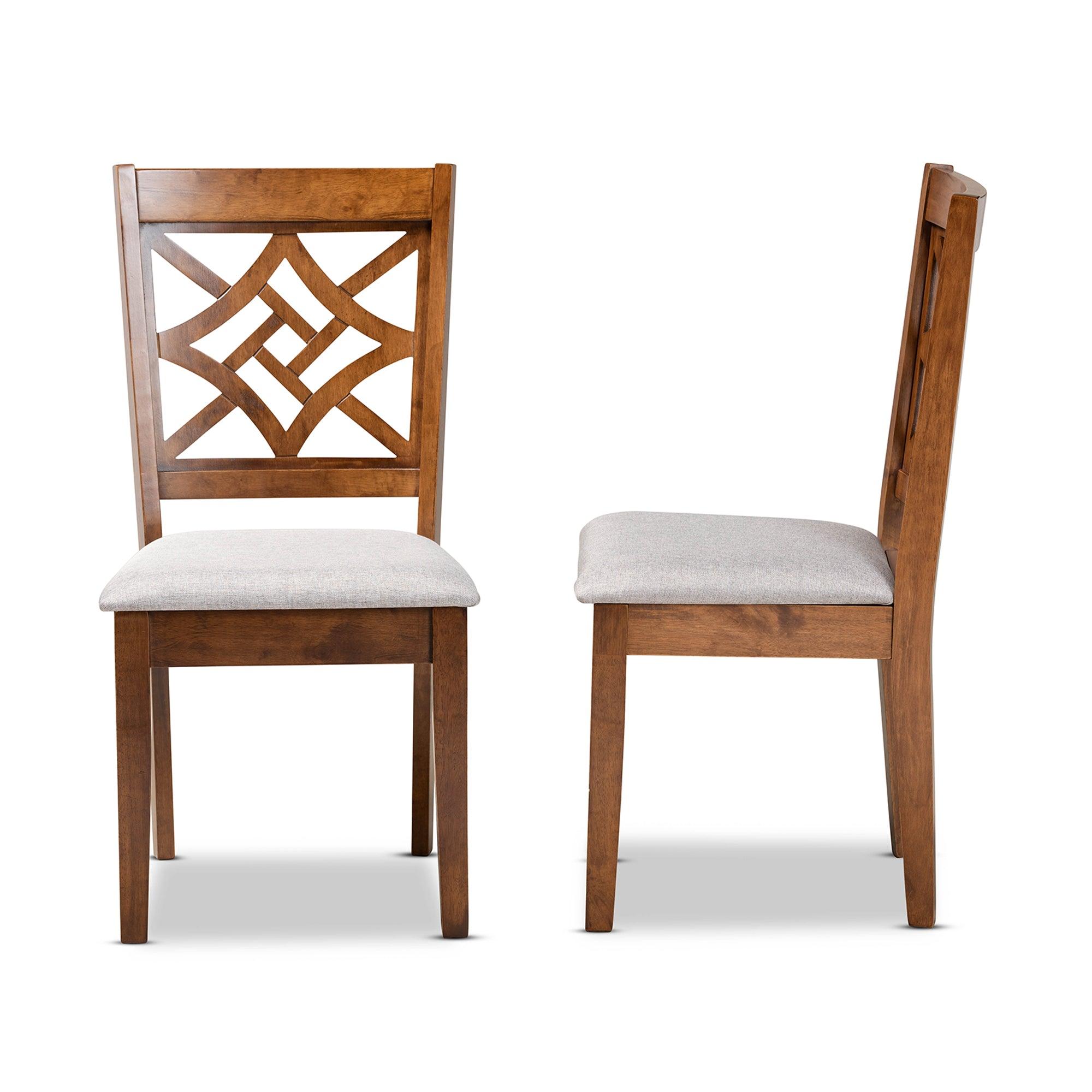 Nicolette Modern and Contemporary Fabric Upholstered and Finished Wood 2-Piece Dining Chair Set