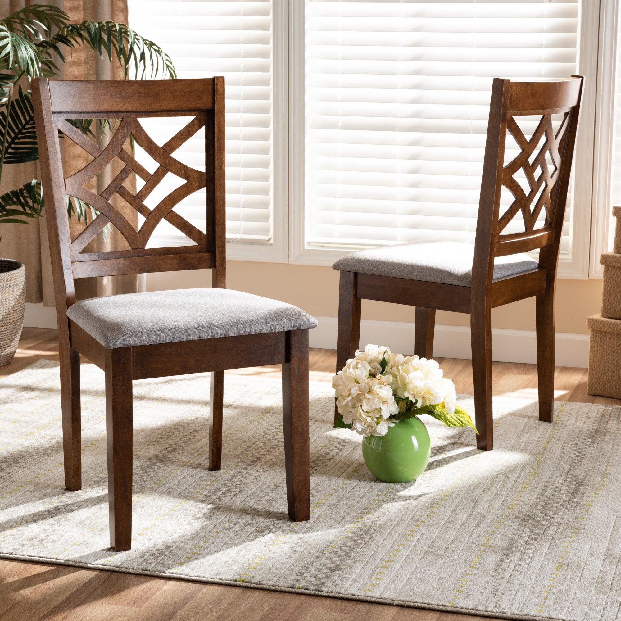 Nicolette Modern and Contemporary Fabric Upholstered and Finished Wood 2-Piece Dining Chair Set