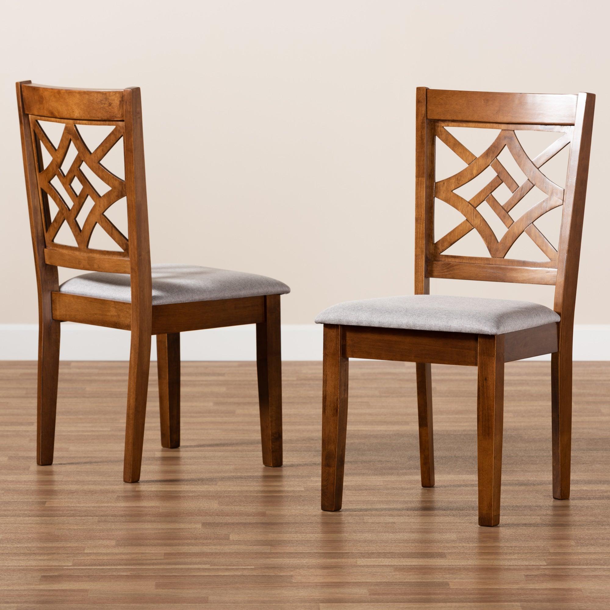 Nicolette Modern and Contemporary Fabric Upholstered and Finished Wood 2-Piece Dining Chair Set