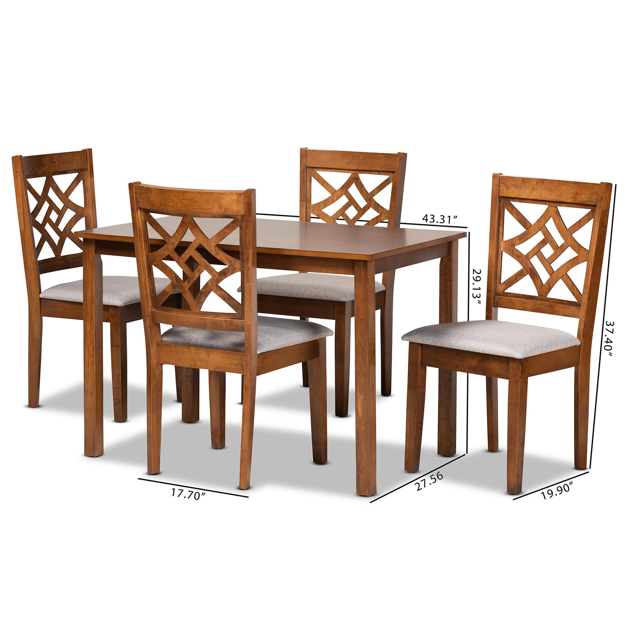 Nicolette Modern and Contemporary Fabric Upholstered and Finished Wood 5-Piece Dining Set