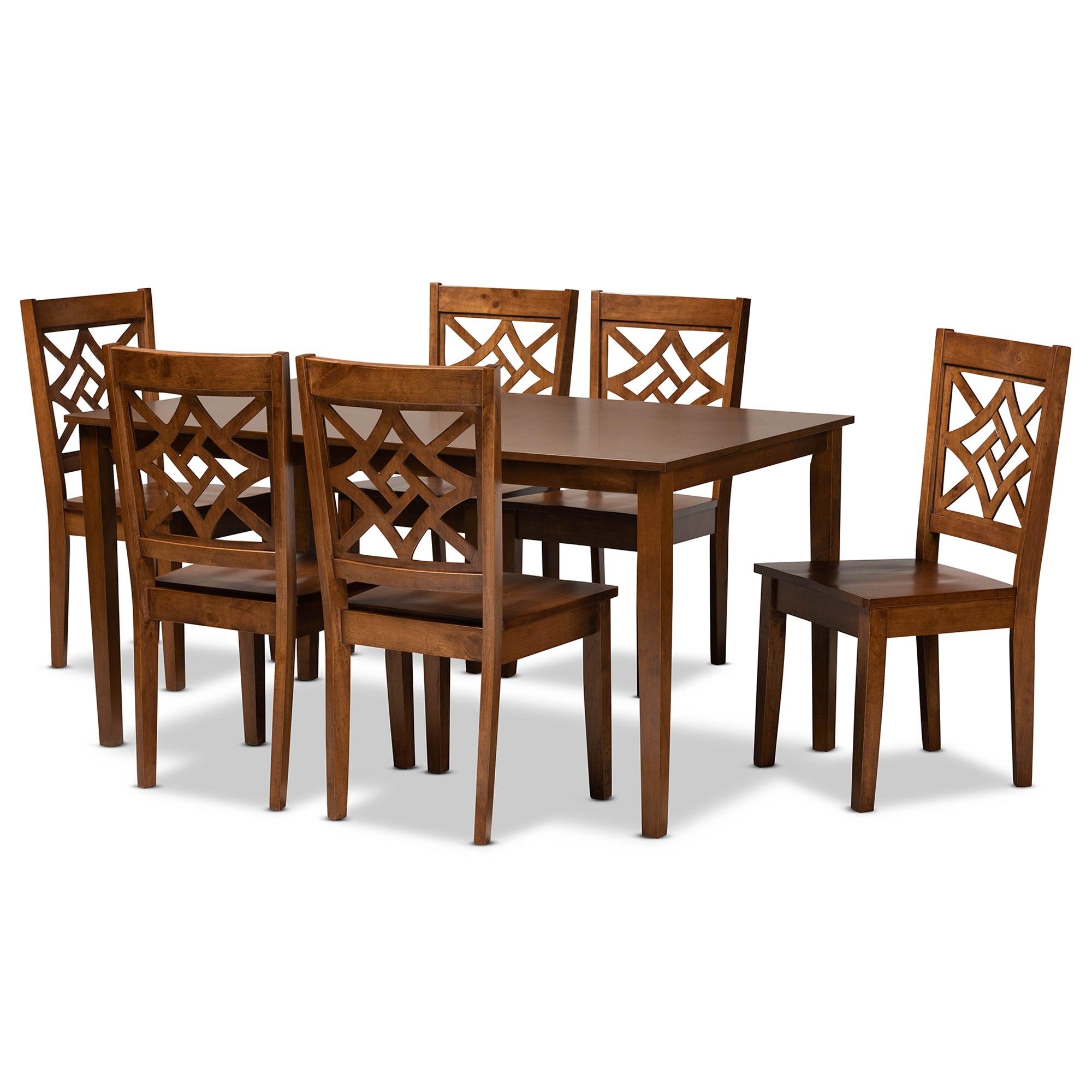 Nicolette Modern and Contemporary Finished Wood 7-Piece Dining Set