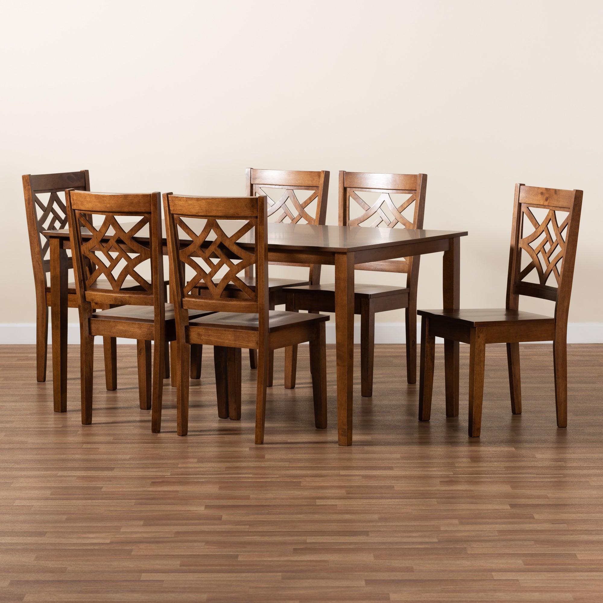 Nicolette Modern and Contemporary Finished Wood 7-Piece Dining Set