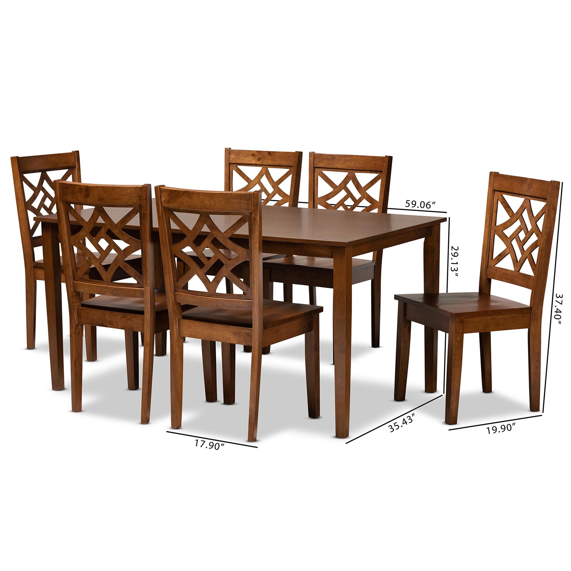 Nicolette Modern and Contemporary Finished Wood 7-Piece Dining Set