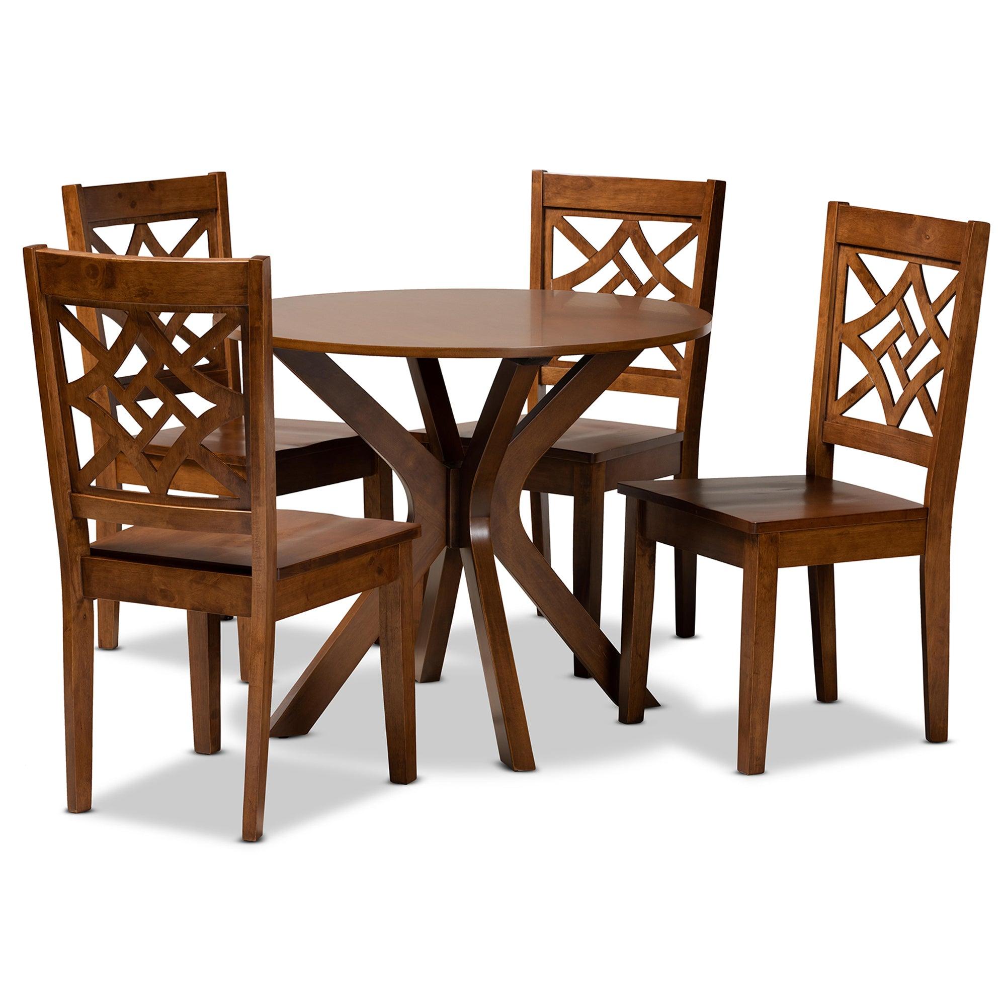 Miela Modern and Contemporary Finished Wood 5-Piece Dining Set