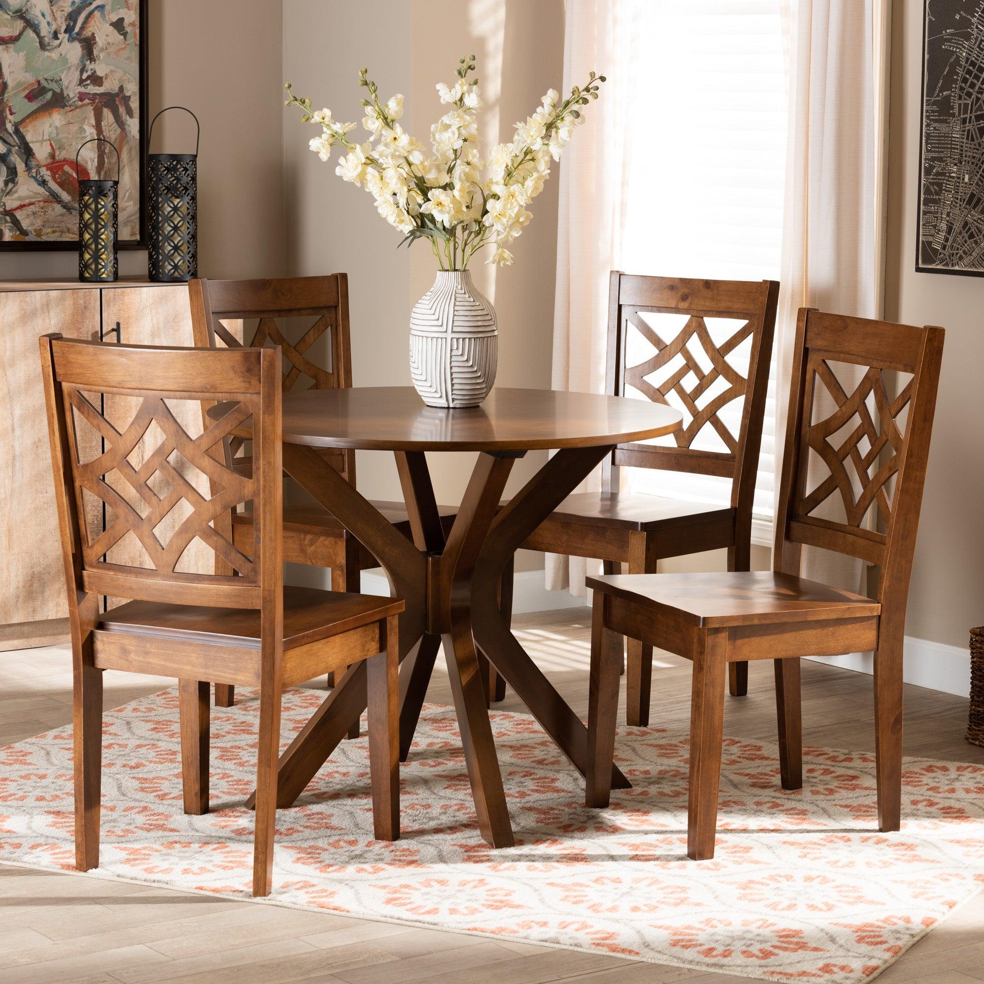 Miela Modern and Contemporary Finished Wood 5-Piece Dining Set