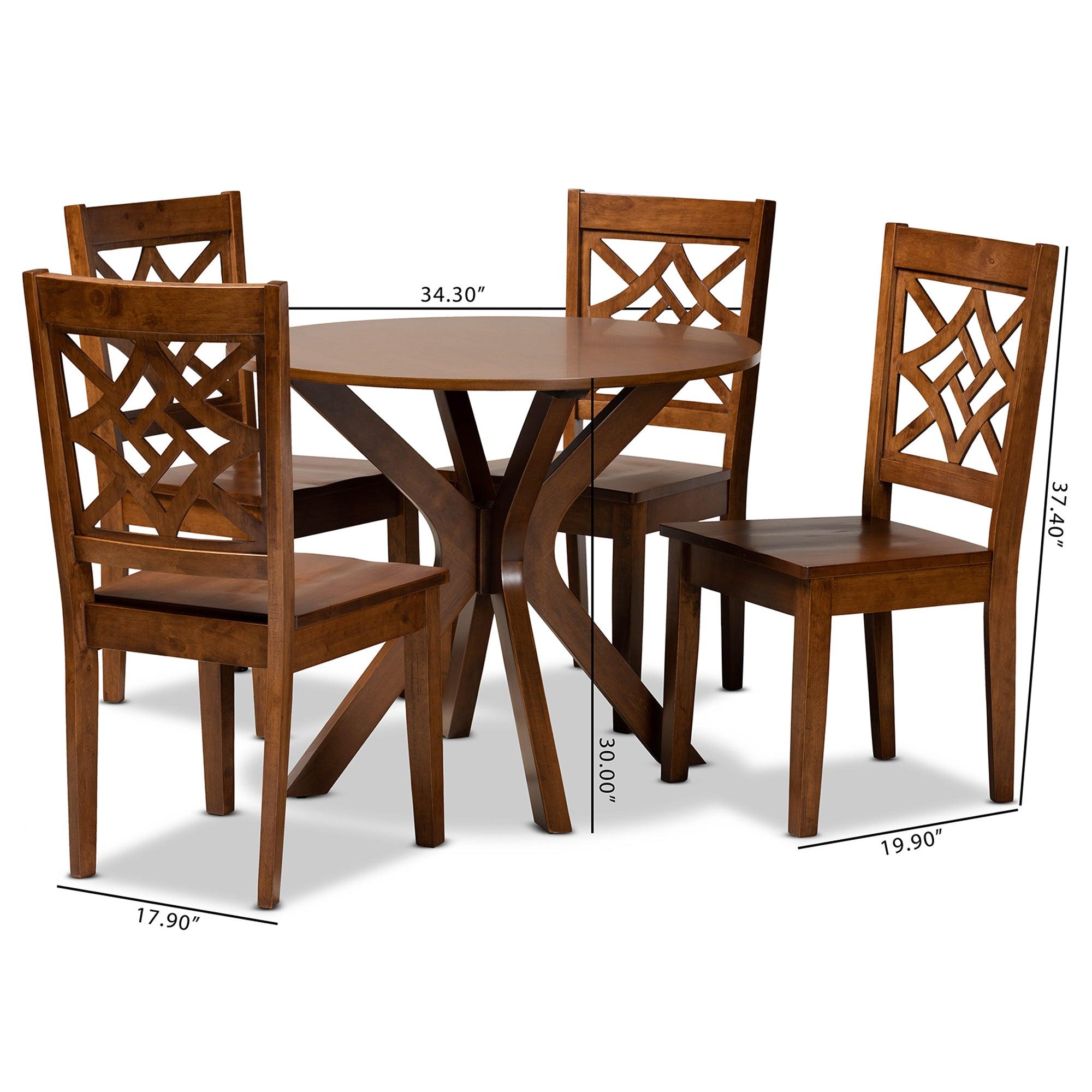 Miela Modern and Contemporary Finished Wood 5-Piece Dining Set