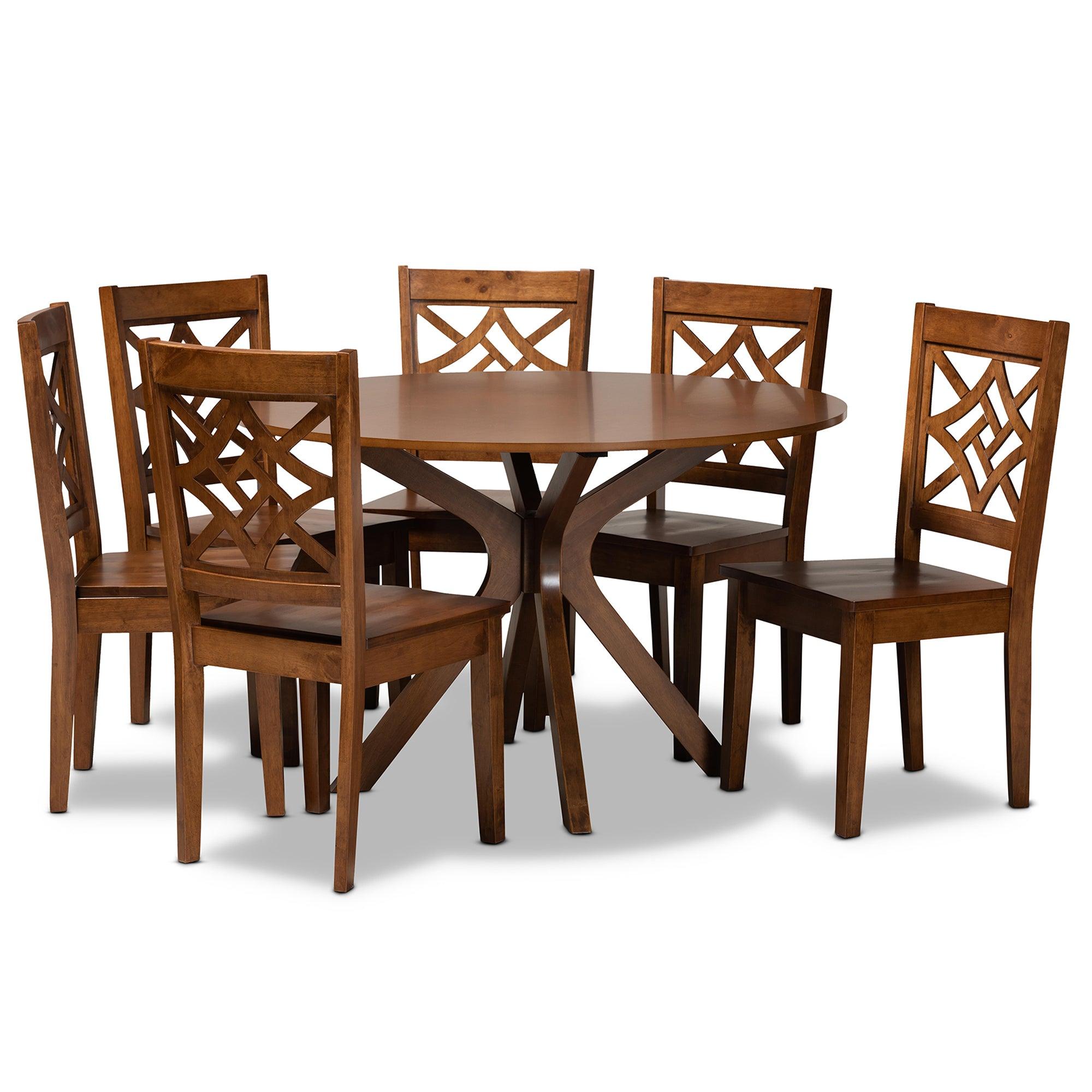 Miela Modern and Contemporary Finished Wood 7-Piece Dining Set