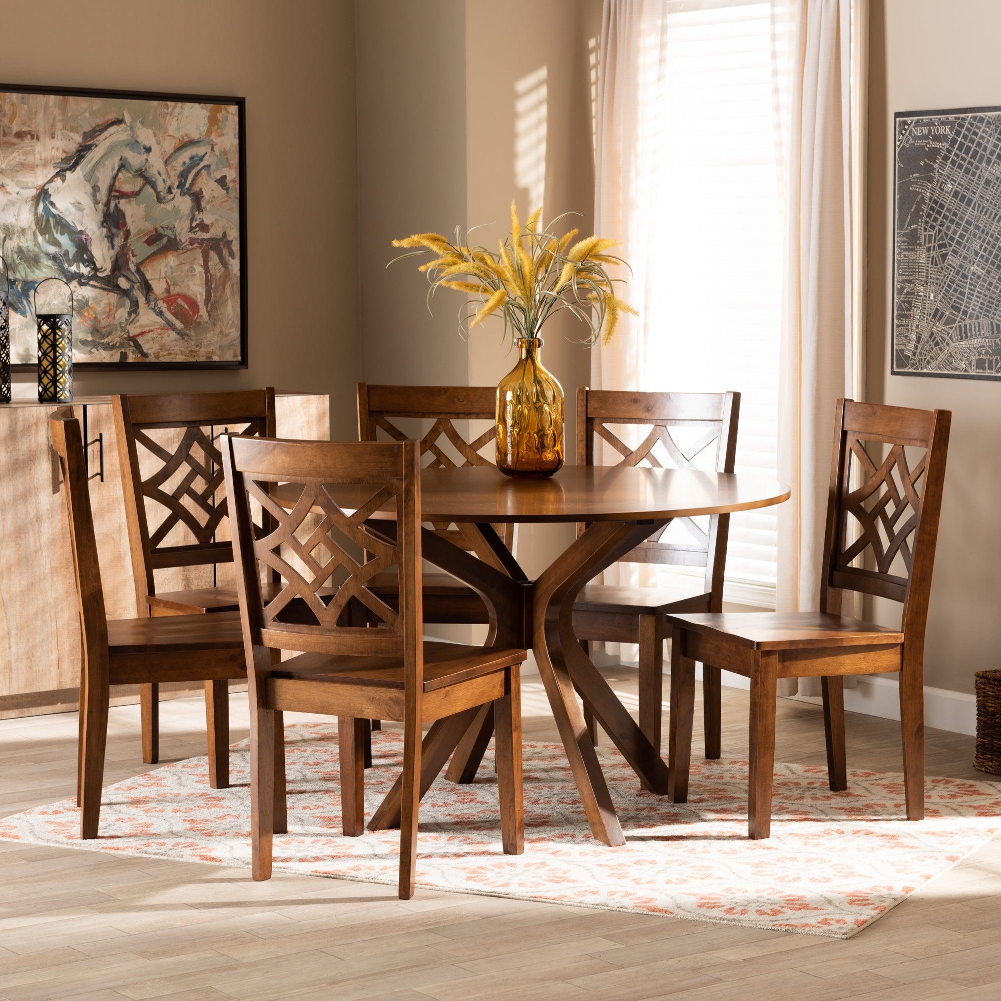 Miela Modern and Contemporary Finished Wood 7-Piece Dining Set