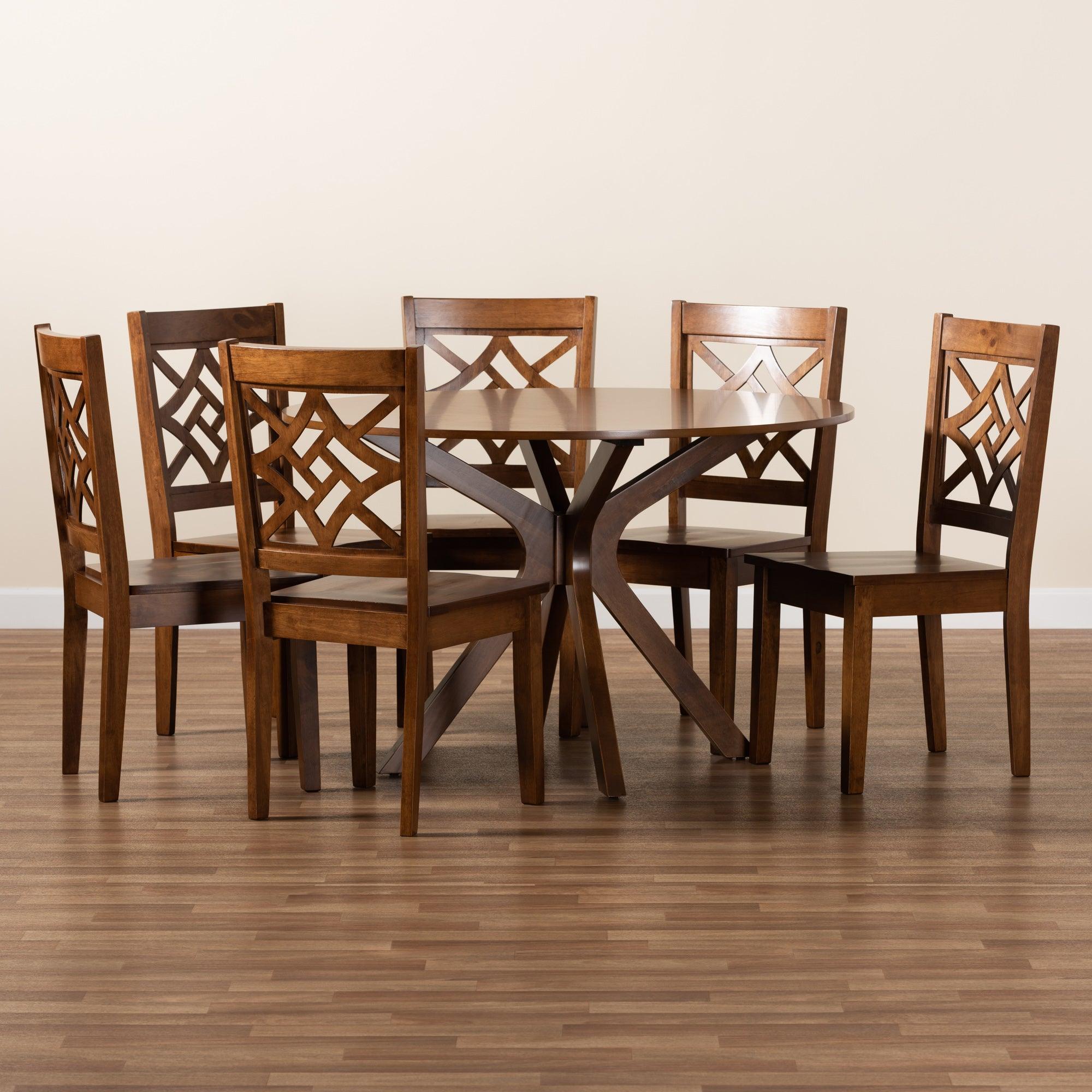 Miela Modern and Contemporary Finished Wood 7-Piece Dining Set