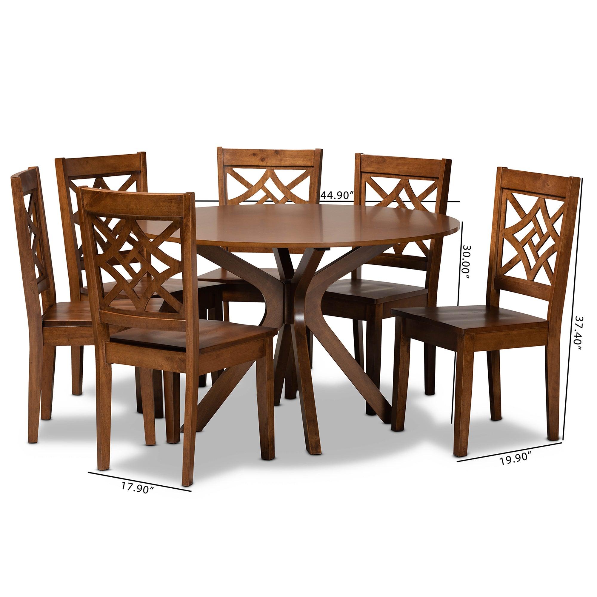 Miela Modern and Contemporary Finished Wood 7-Piece Dining Set