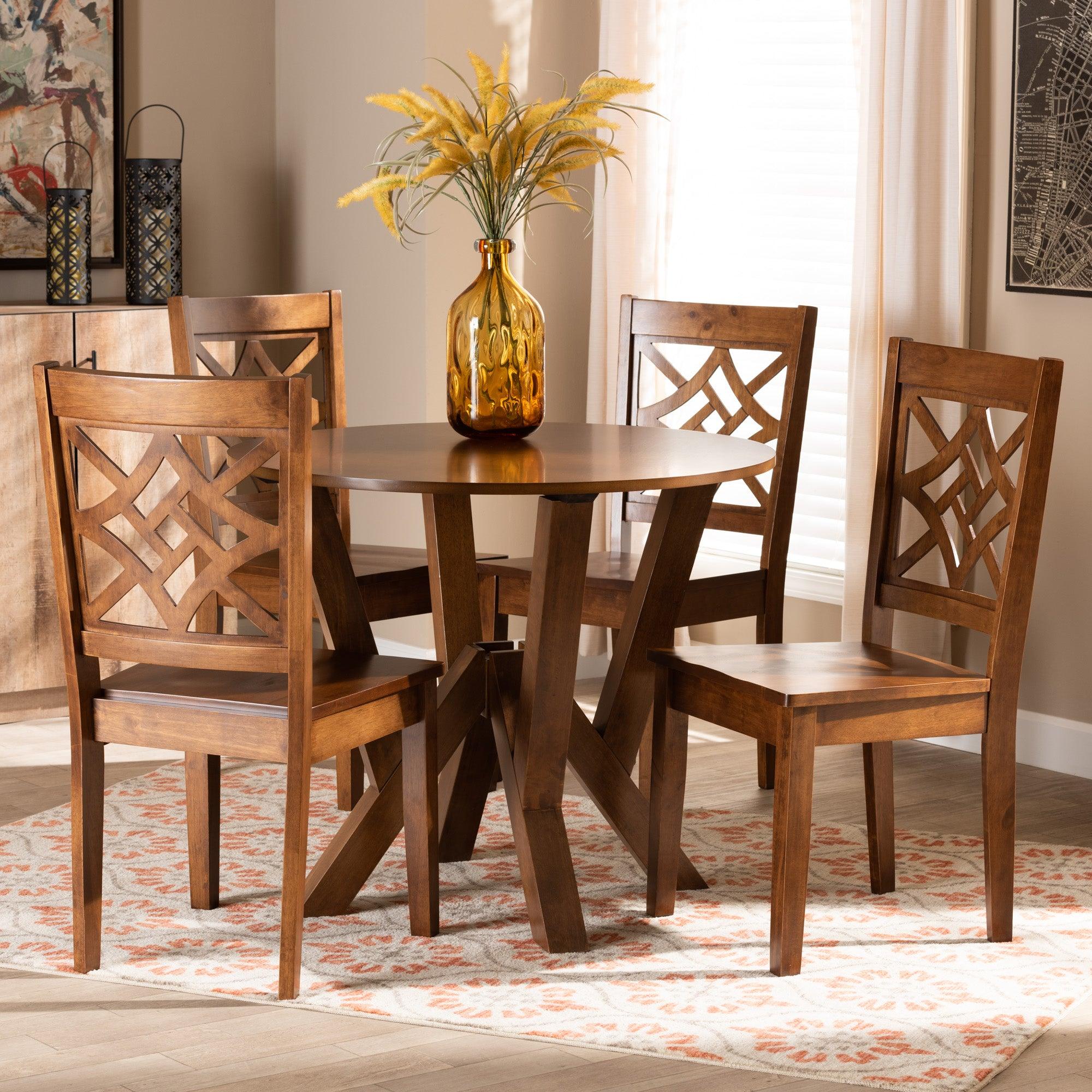 Kaila Modern and Contemporary Finished Wood 5-Piece Dining Set