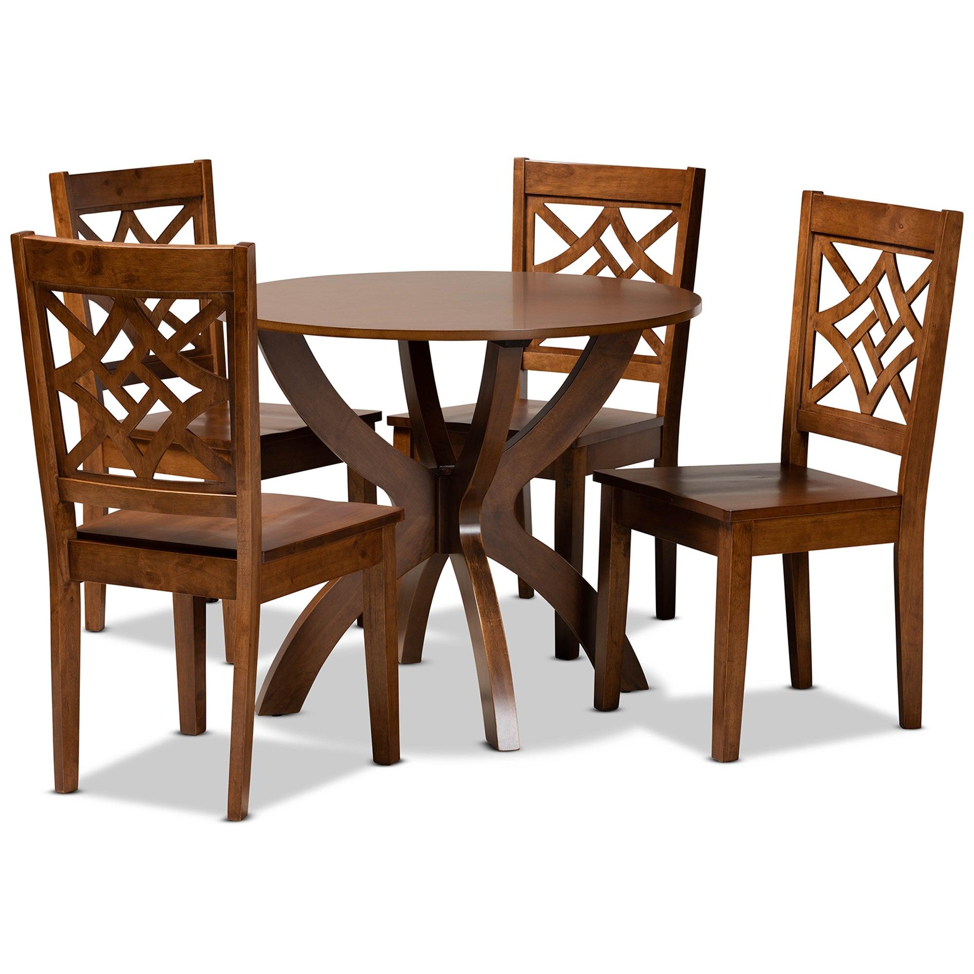 Anila Modern and Contemporary Finished Wood 5-Piece Dining Set