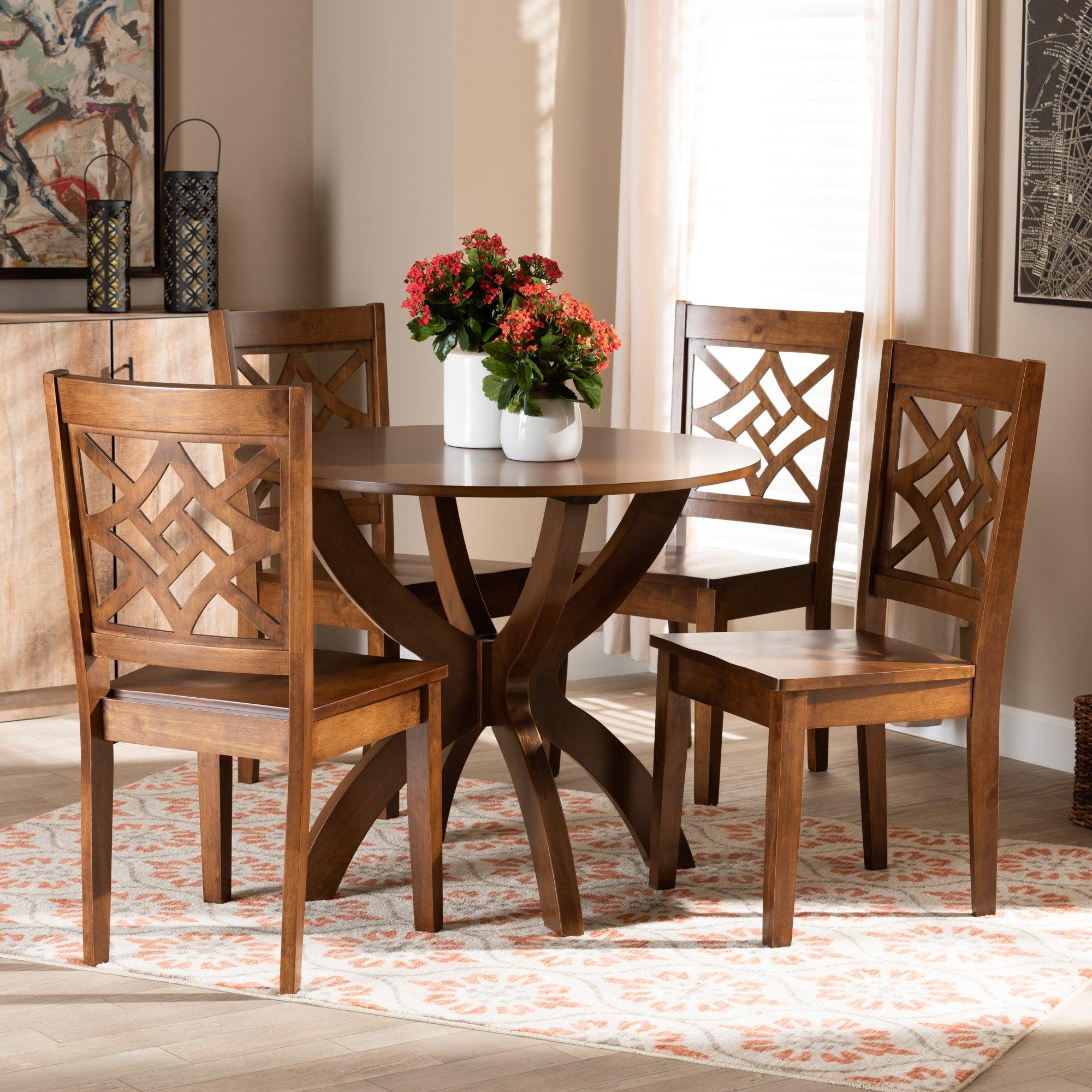 Anila Modern and Contemporary Finished Wood 5-Piece Dining Set